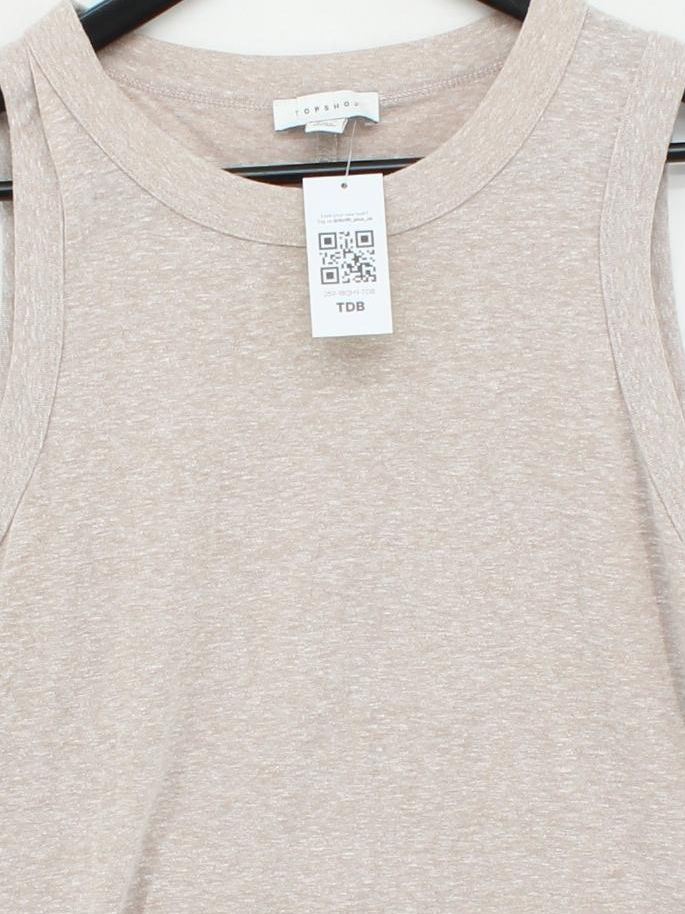 Topshop Women's T-Shirt UK 12 Cream Polyester with Cotton, Viscose Basic - Image 3