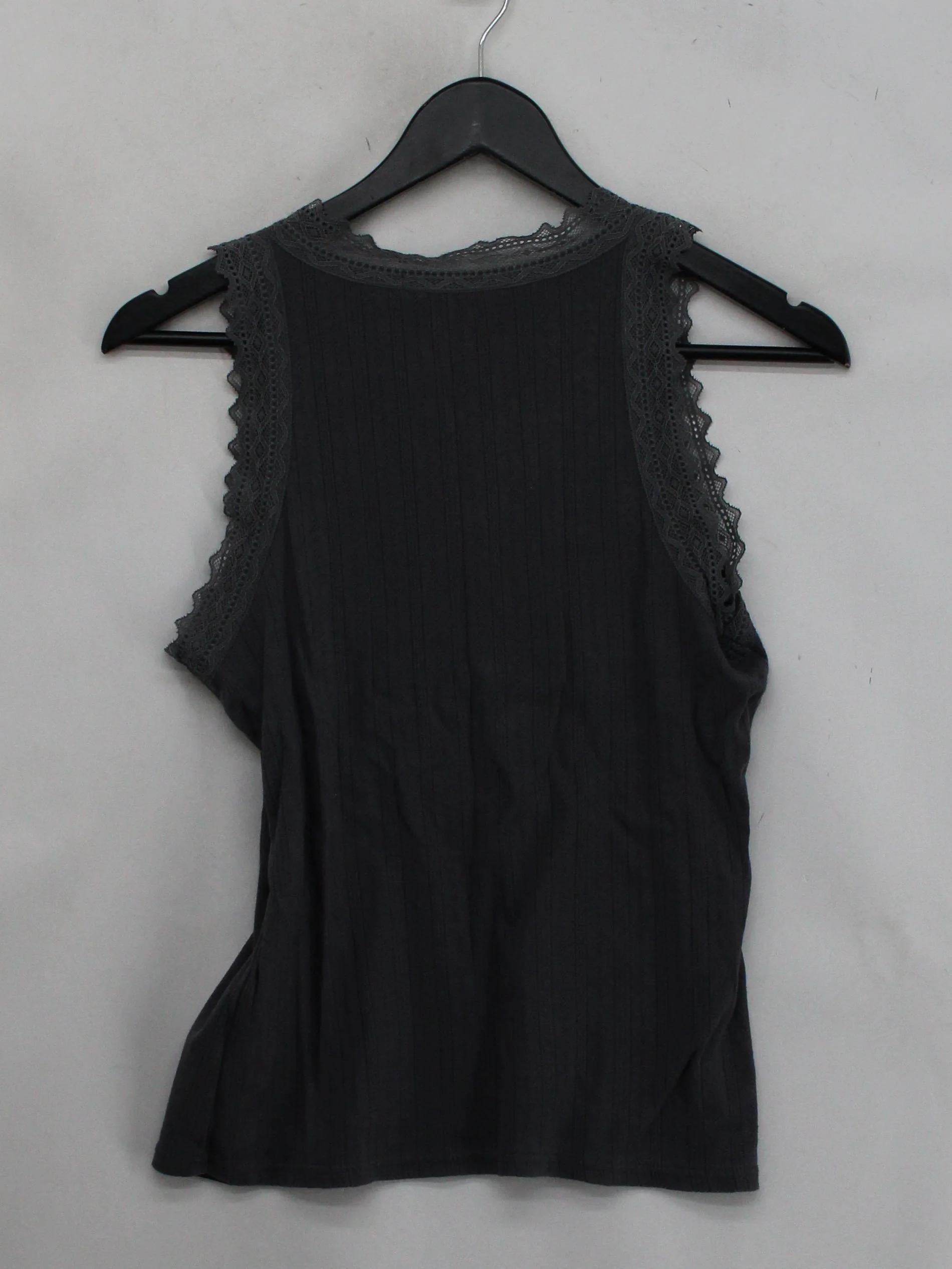 Topshop Women's T-Shirt UK 12 Grey 100% Cotton Sleeveless V-Neck Camisole - Image 2