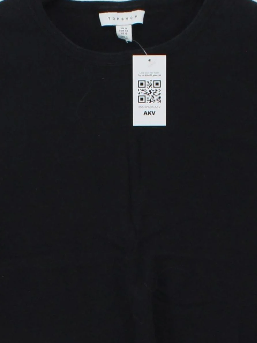 Topshop Women's T-Shirt UK 16 Black 100% Cotton Short Sleeve Round Neck Basic - Image 3