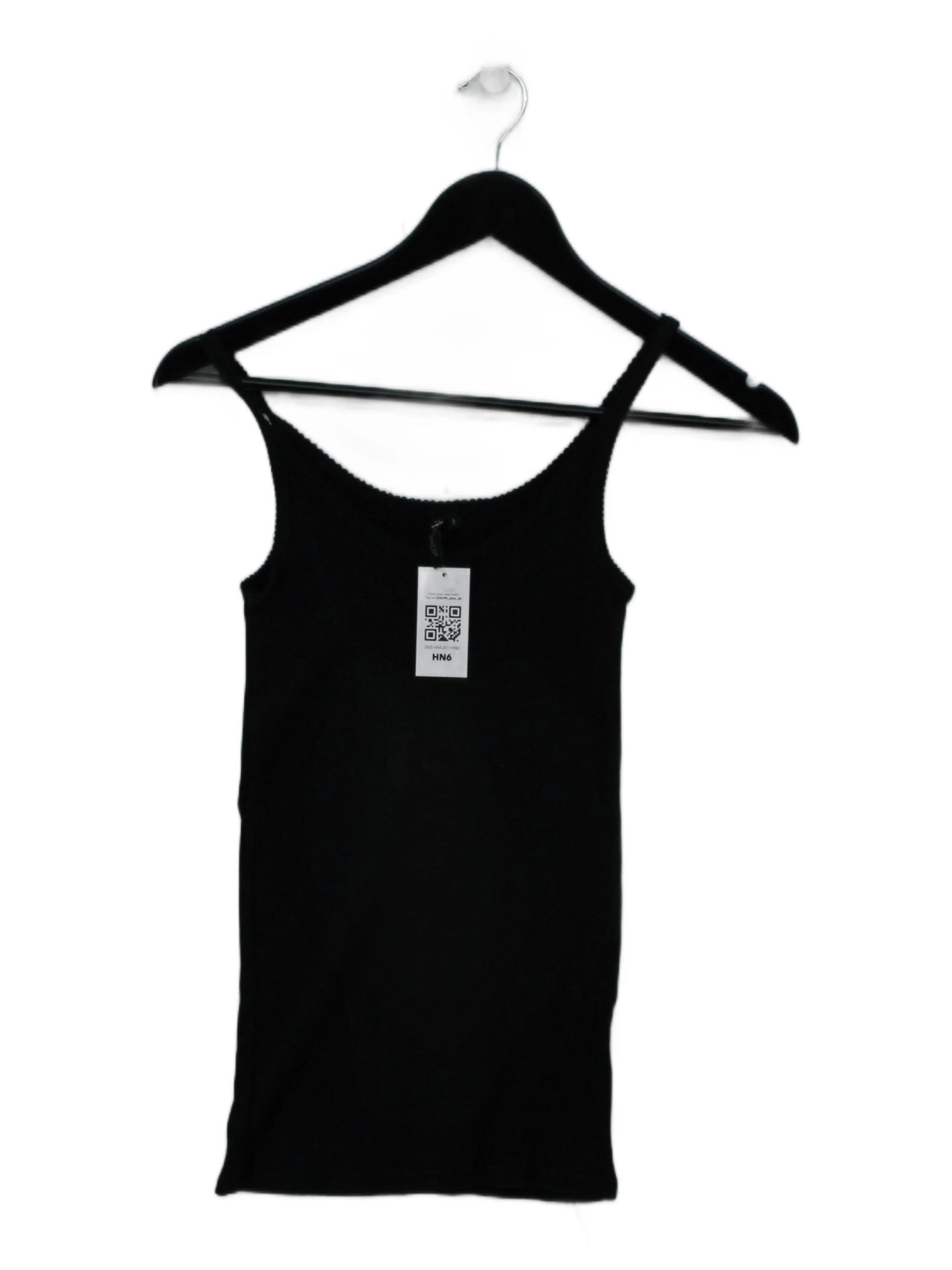 Topshop Women's T-Shirt UK 8 Black 100% Cotton Sleeveless Round Neck Basic