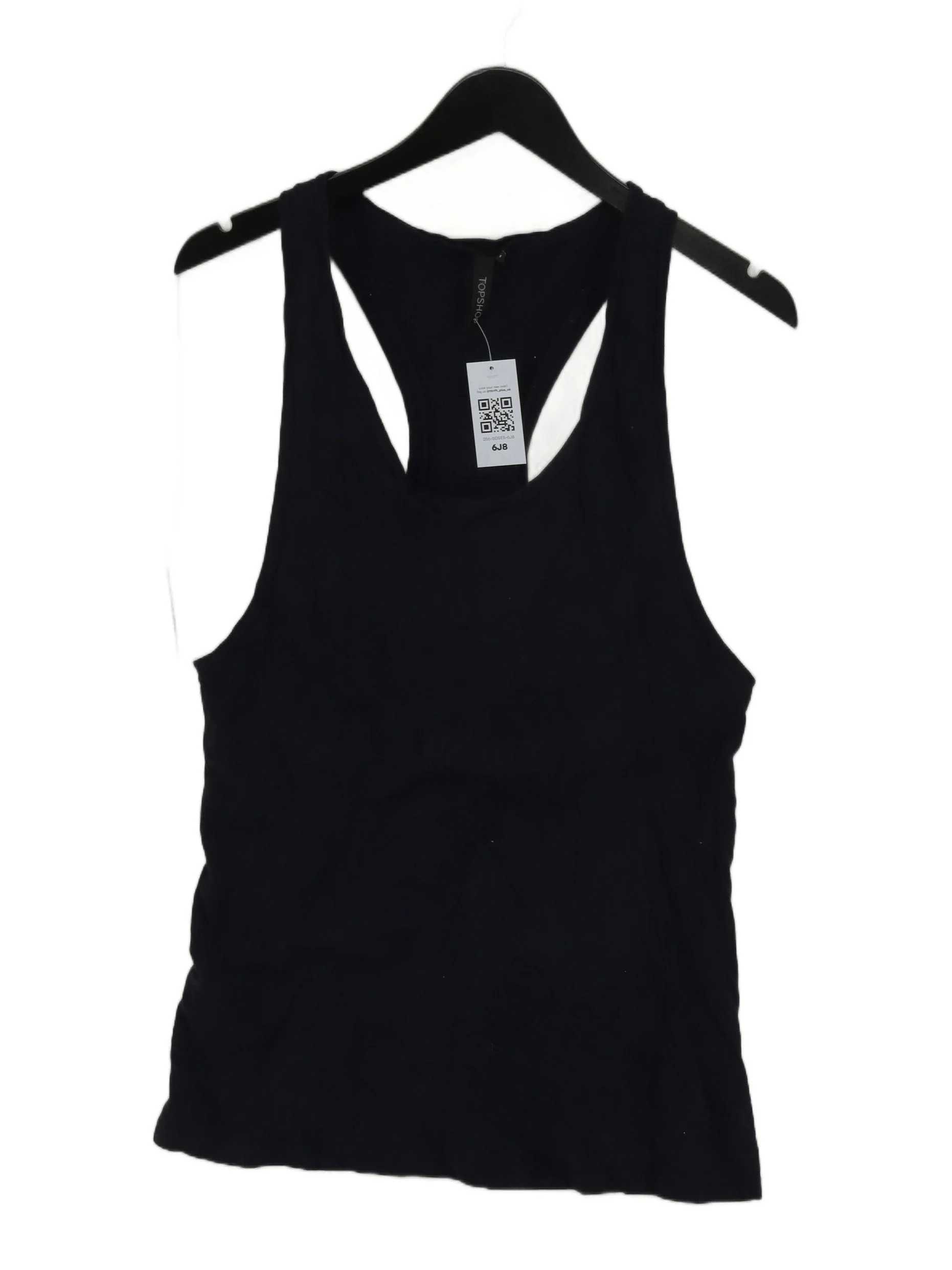 Topshop Women's T-Shirt UK 8 Blue 100% Cotton Sleeveless Round Neck Basic