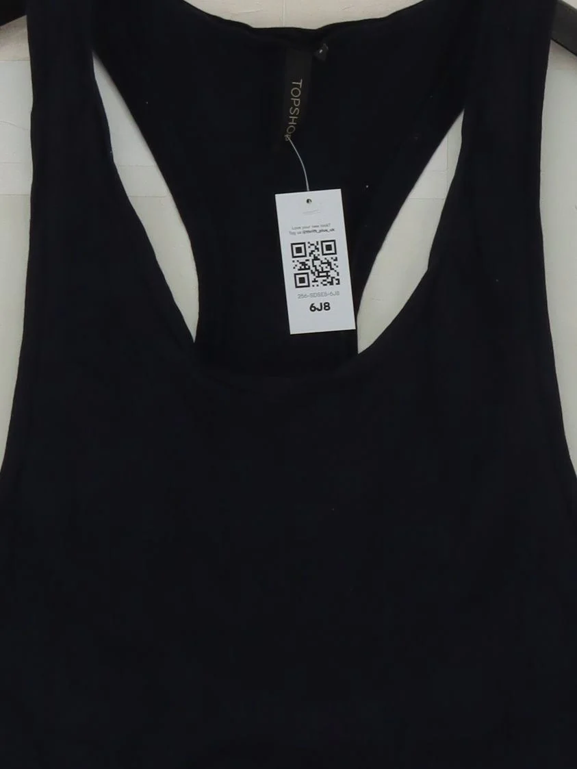 Topshop Women's T-Shirt UK 8 Blue 100% Cotton Sleeveless Round Neck Basic - Image 3