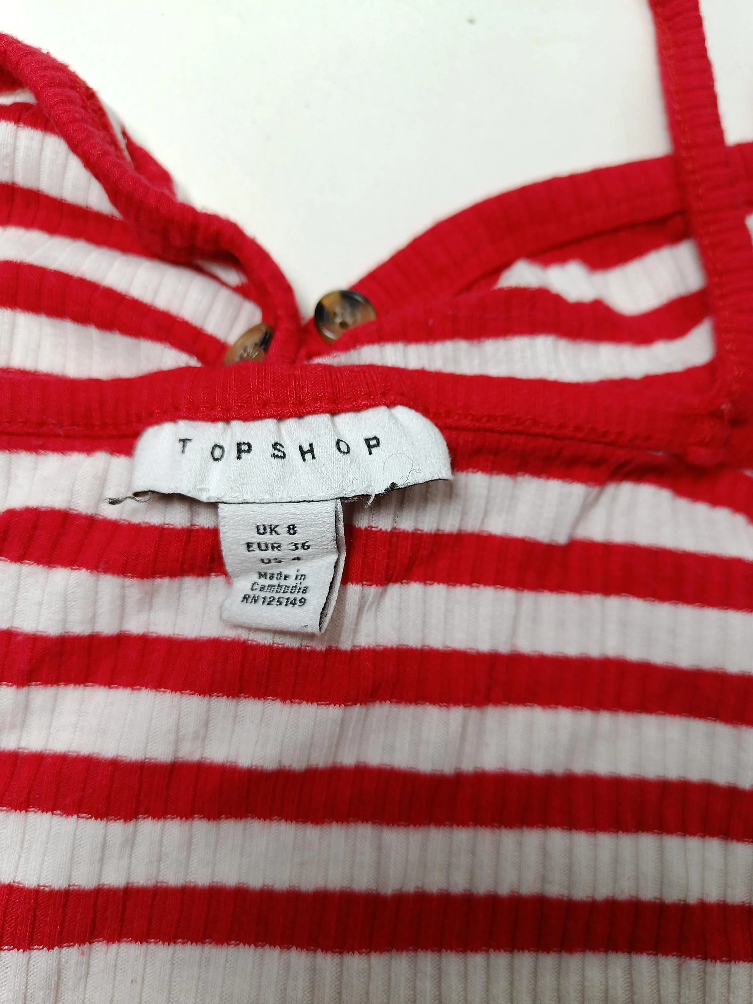 Topshop Women's T-Shirt UK 8 Red Viscose with Polyester, Elastane Camisole - Image 6
