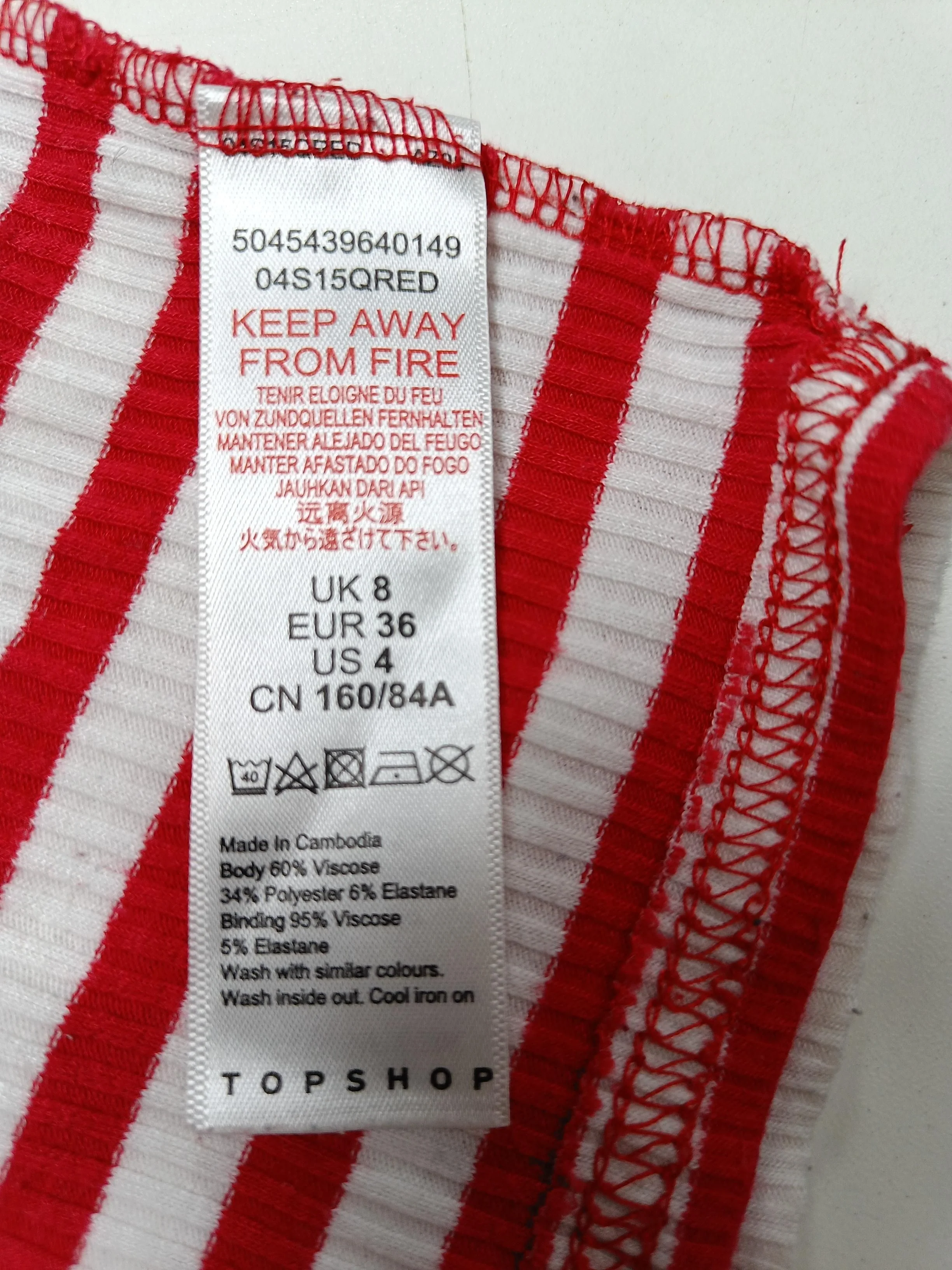 Topshop Women's T-Shirt UK 8 Red Viscose with Polyester, Elastane Camisole - Image 7