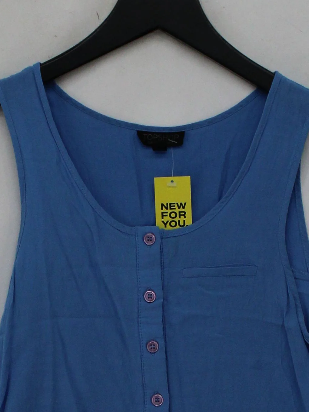 Topshop Women's T-Shirt XS Blue 100% Viscose Sleeveless Round Neck Basic - Image 3