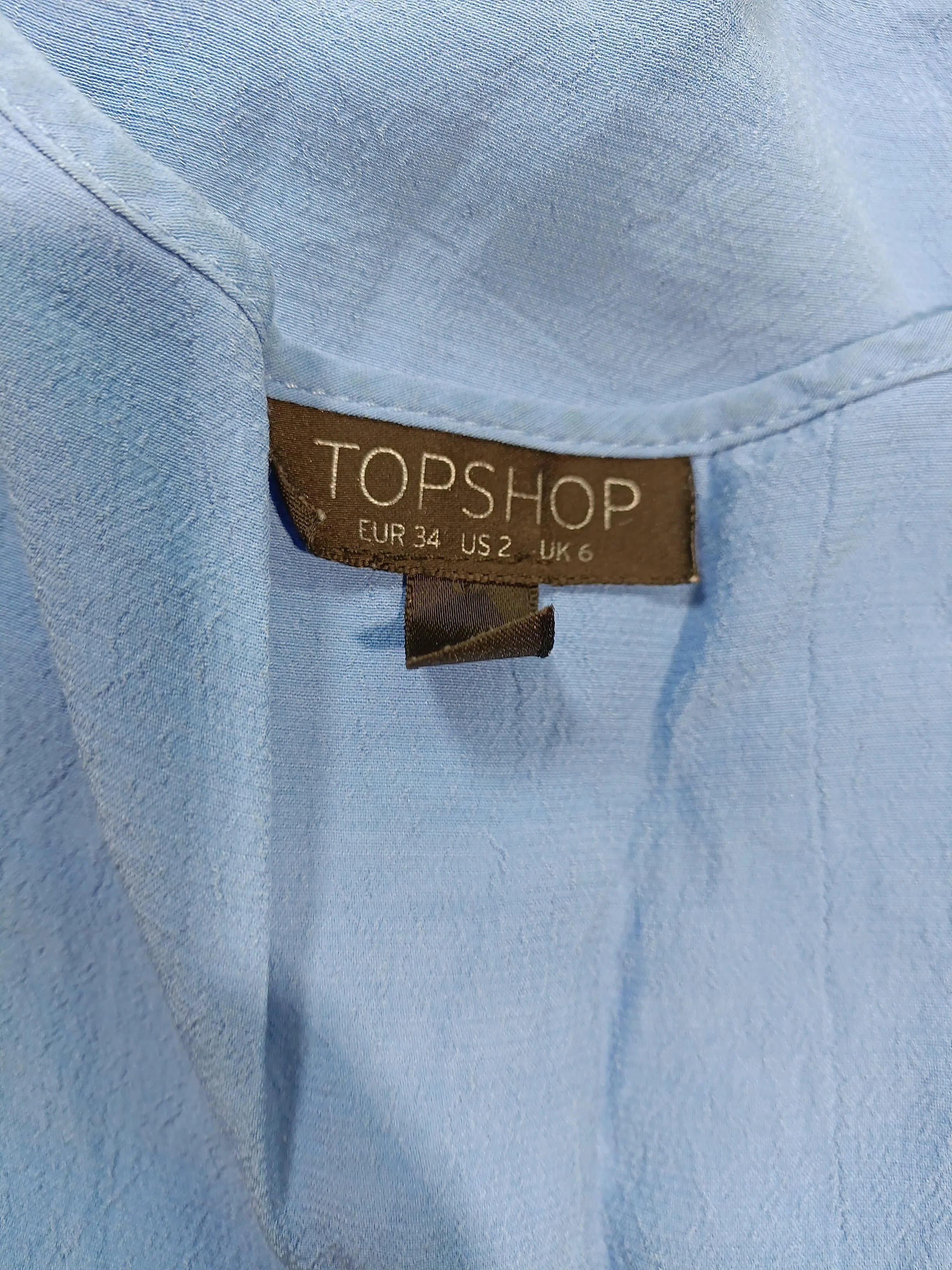 Topshop Women's T-Shirt XS Blue 100% Viscose Sleeveless Round Neck Basic - Image 5