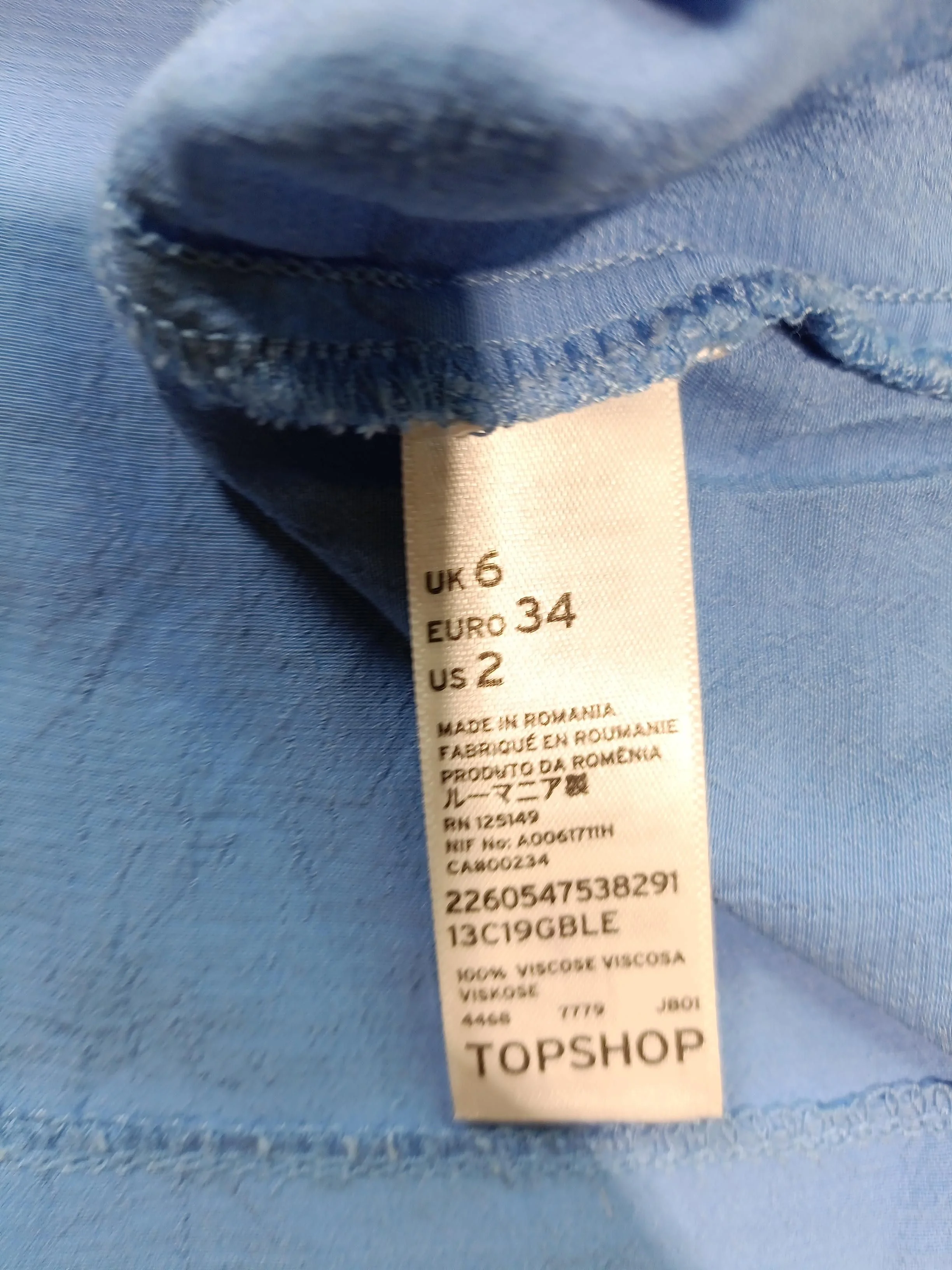 Topshop Women's T-Shirt XS Blue 100% Viscose Sleeveless Round Neck Basic - Image 6