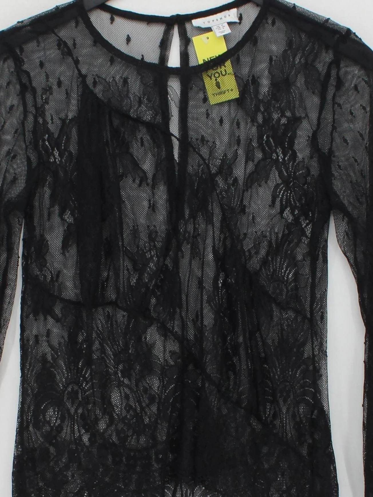 Topshop Women's Top M Black 100% Nylon Long Sleeve Round Neck Basic - Image 3