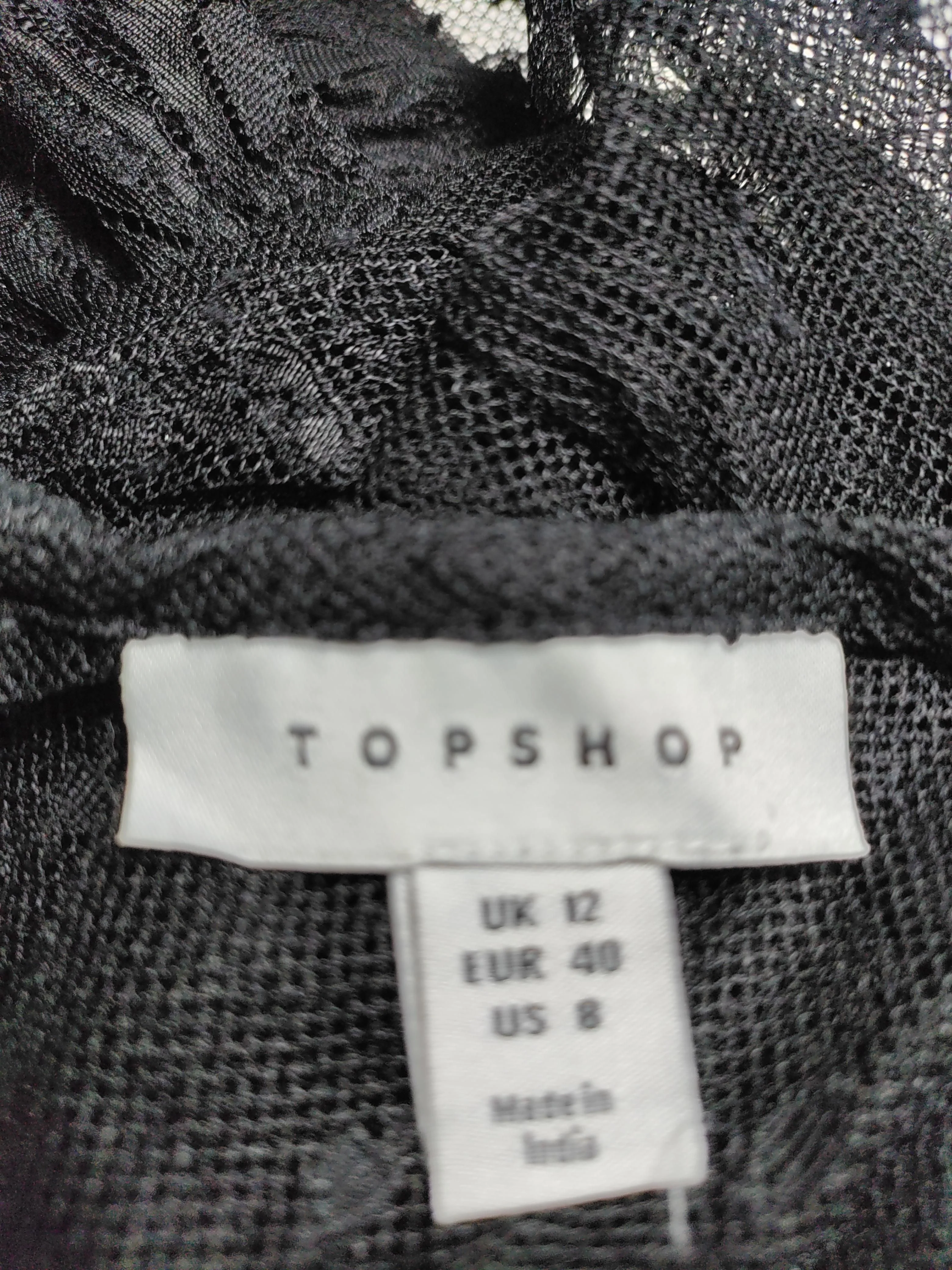 Topshop Women's Top M Black 100% Nylon Long Sleeve Round Neck Basic - Image 5