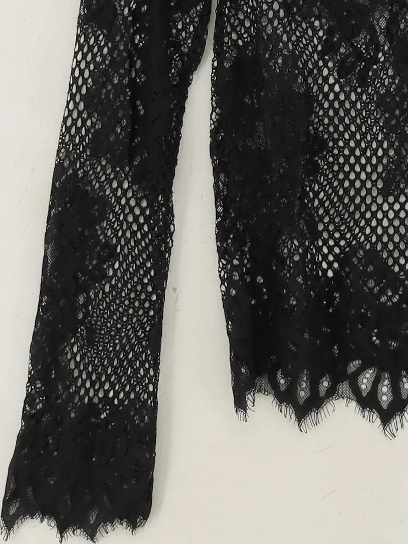 Topshop Women's Top M Black 100% Polyamide Long Sleeve High Neck Basic - Image 4