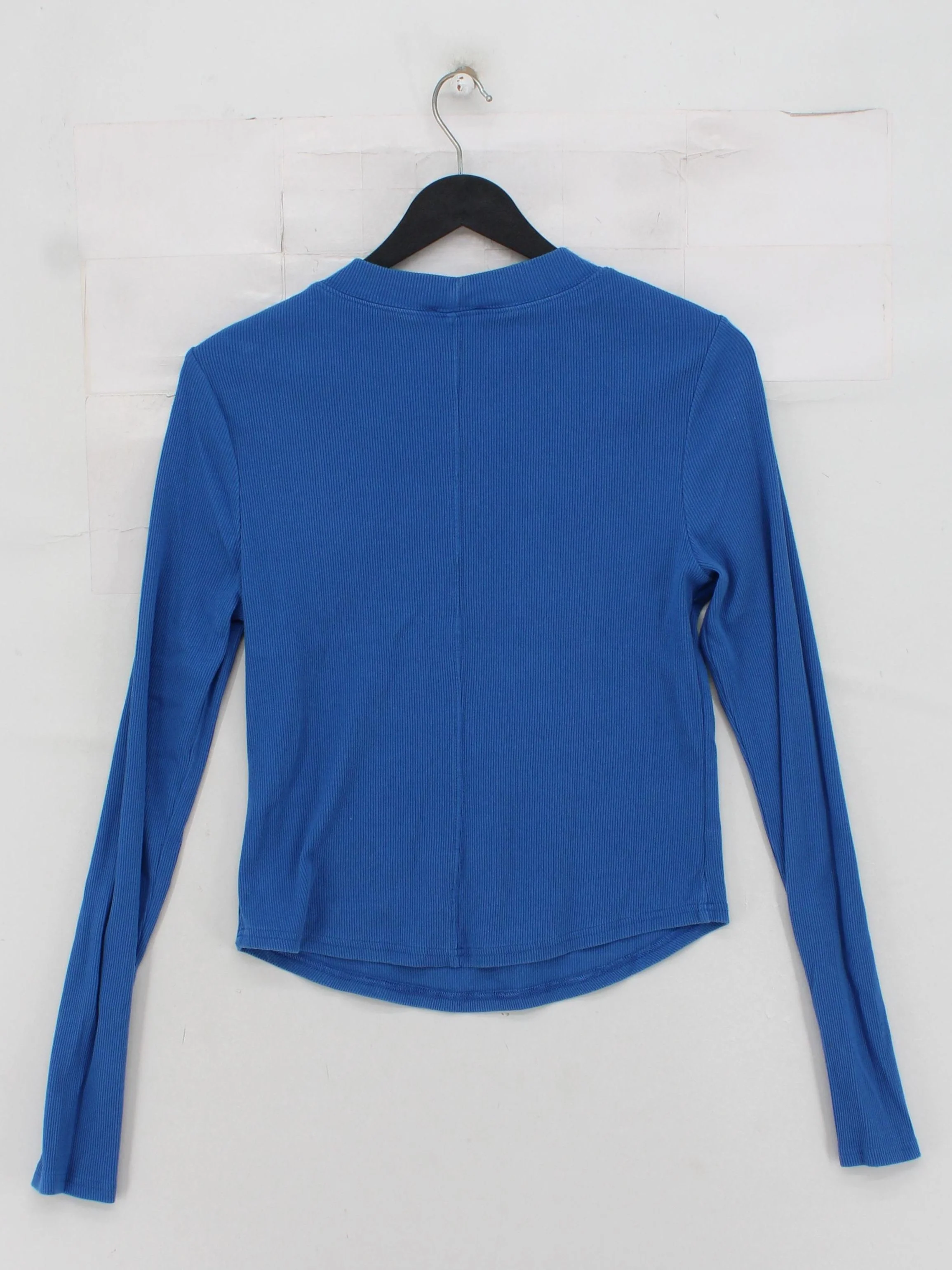Topshop Women's Top M Blue Cotton with Elastane Long Sleeve Crew Neck Basic - Image 2