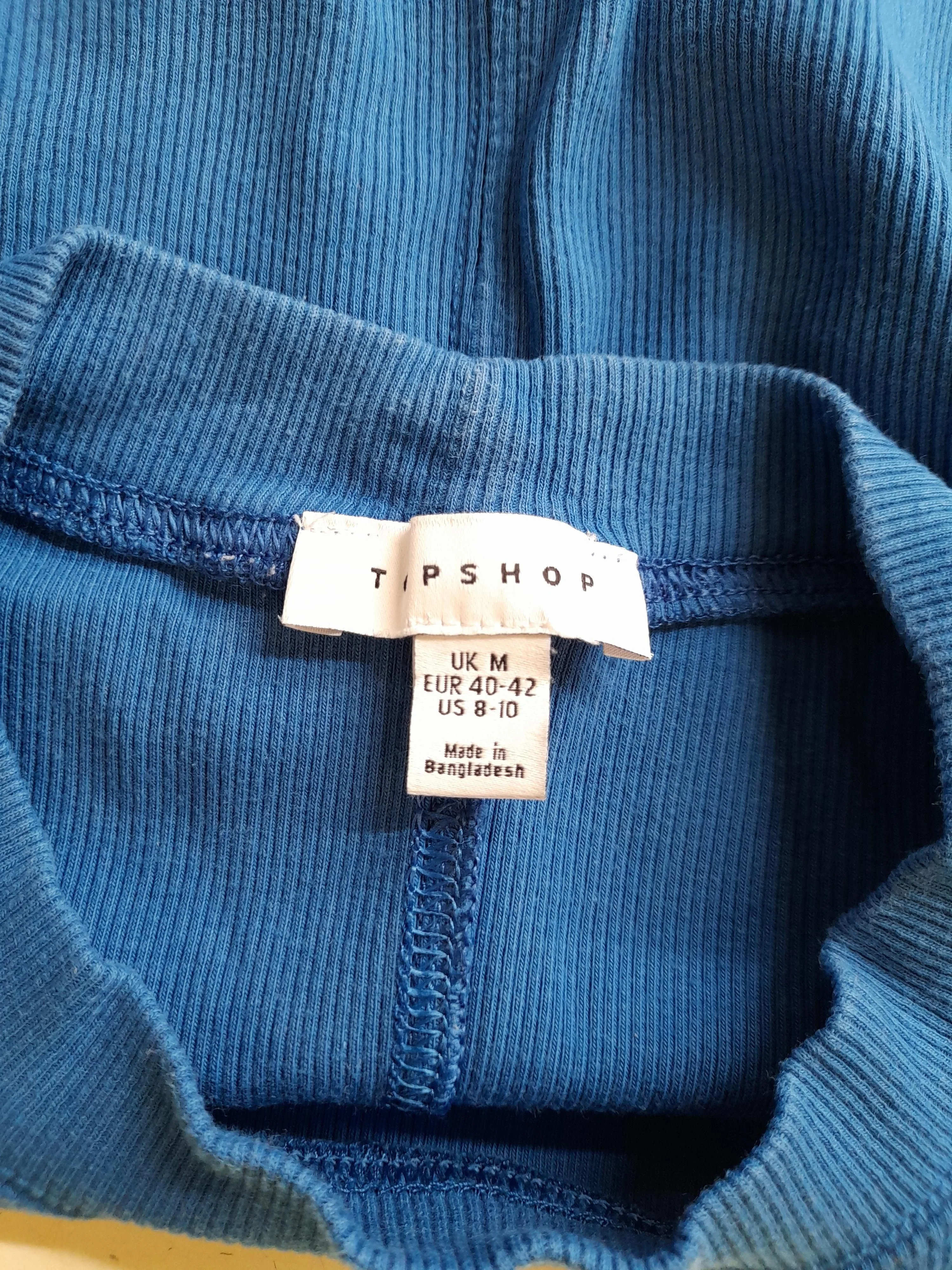 Topshop Women's Top M Blue Cotton with Elastane Long Sleeve Crew Neck Basic - Image 5