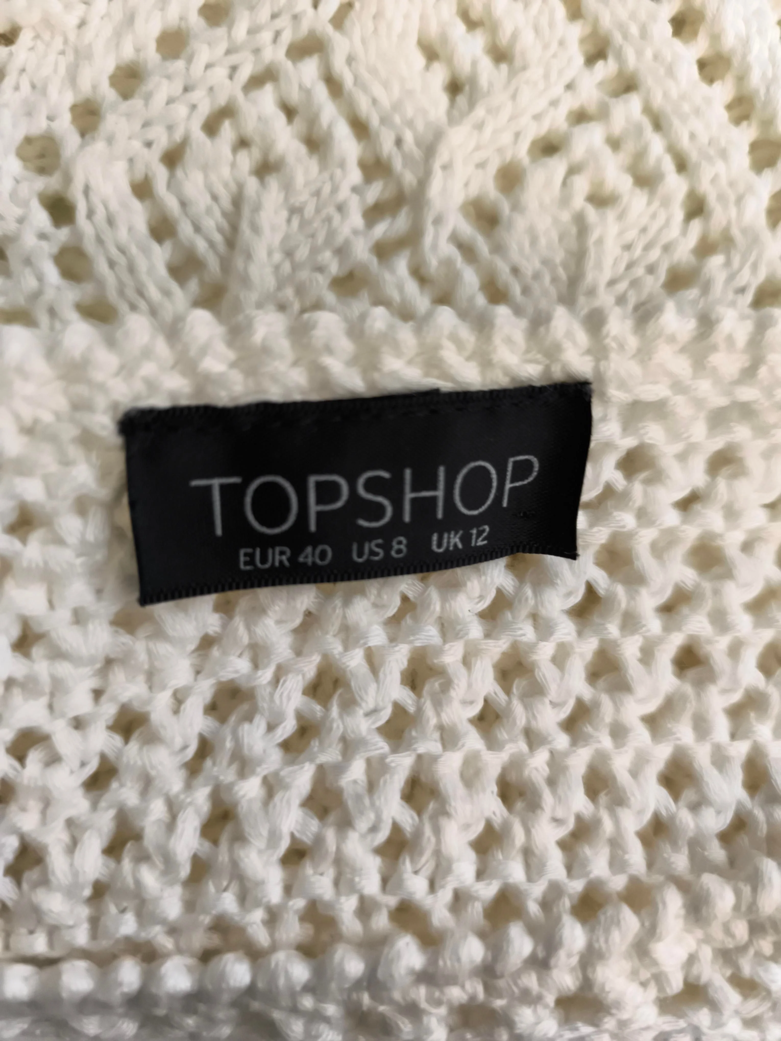 Topshop Women's Top M Cream 100% Acrylic Short Sleeve Round Neck Cropped - Image 5