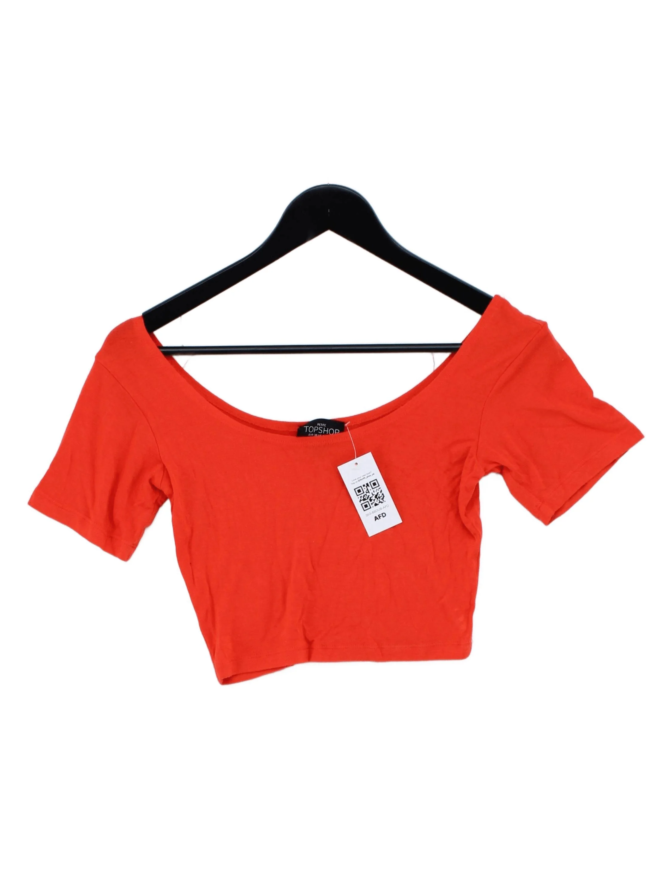 Topshop Women's Top M Orange 100% Other Short Sleeve Round Neck Cropped