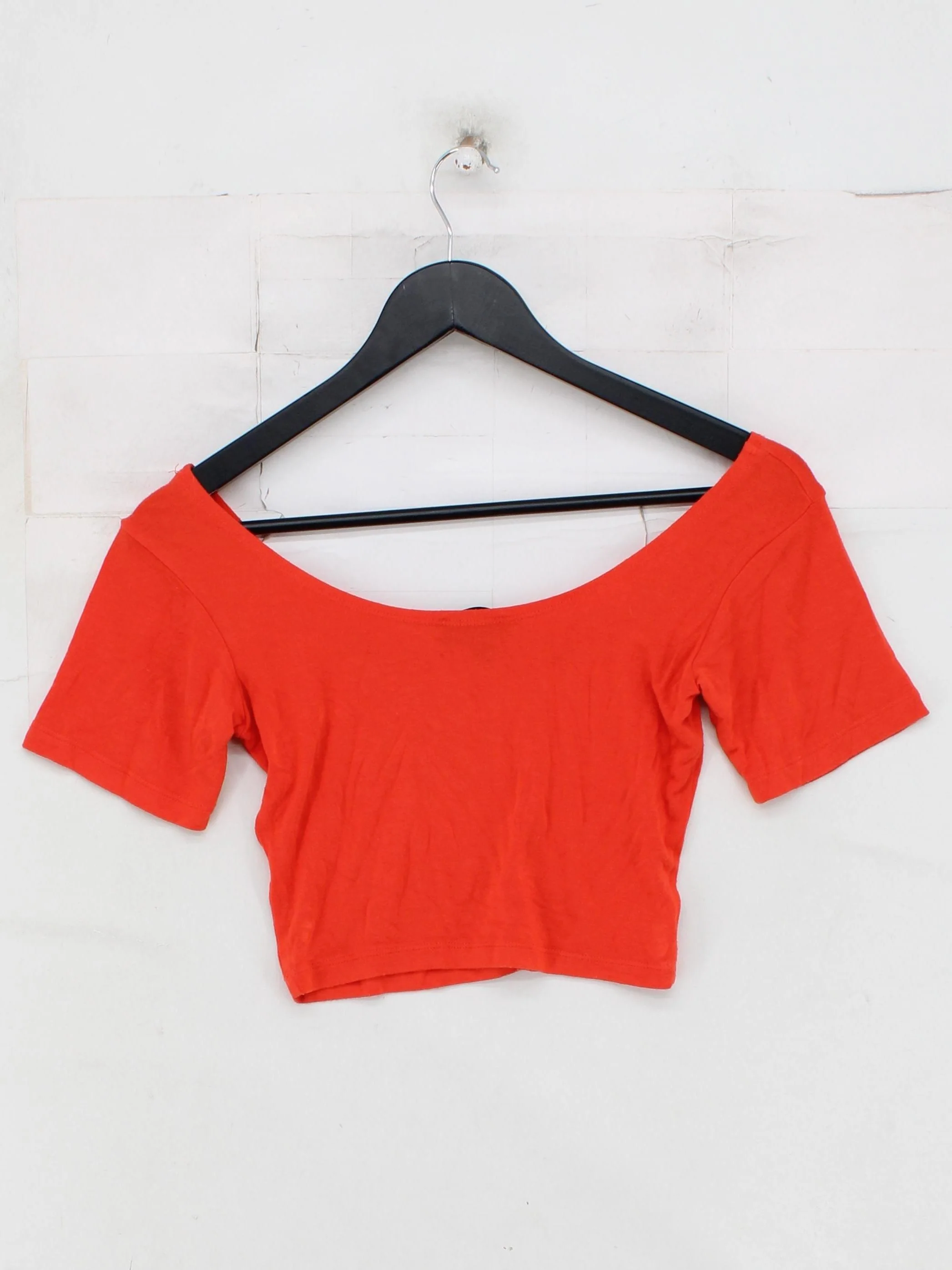 Topshop Women's Top M Orange 100% Other Short Sleeve Round Neck Cropped - Image 2