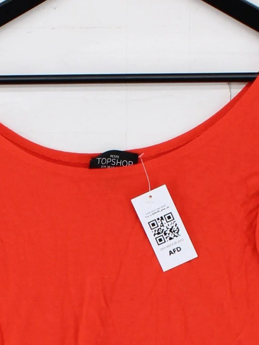 Topshop Women's Top M Orange 100% Other Short Sleeve Round Neck Cropped - Image 3
