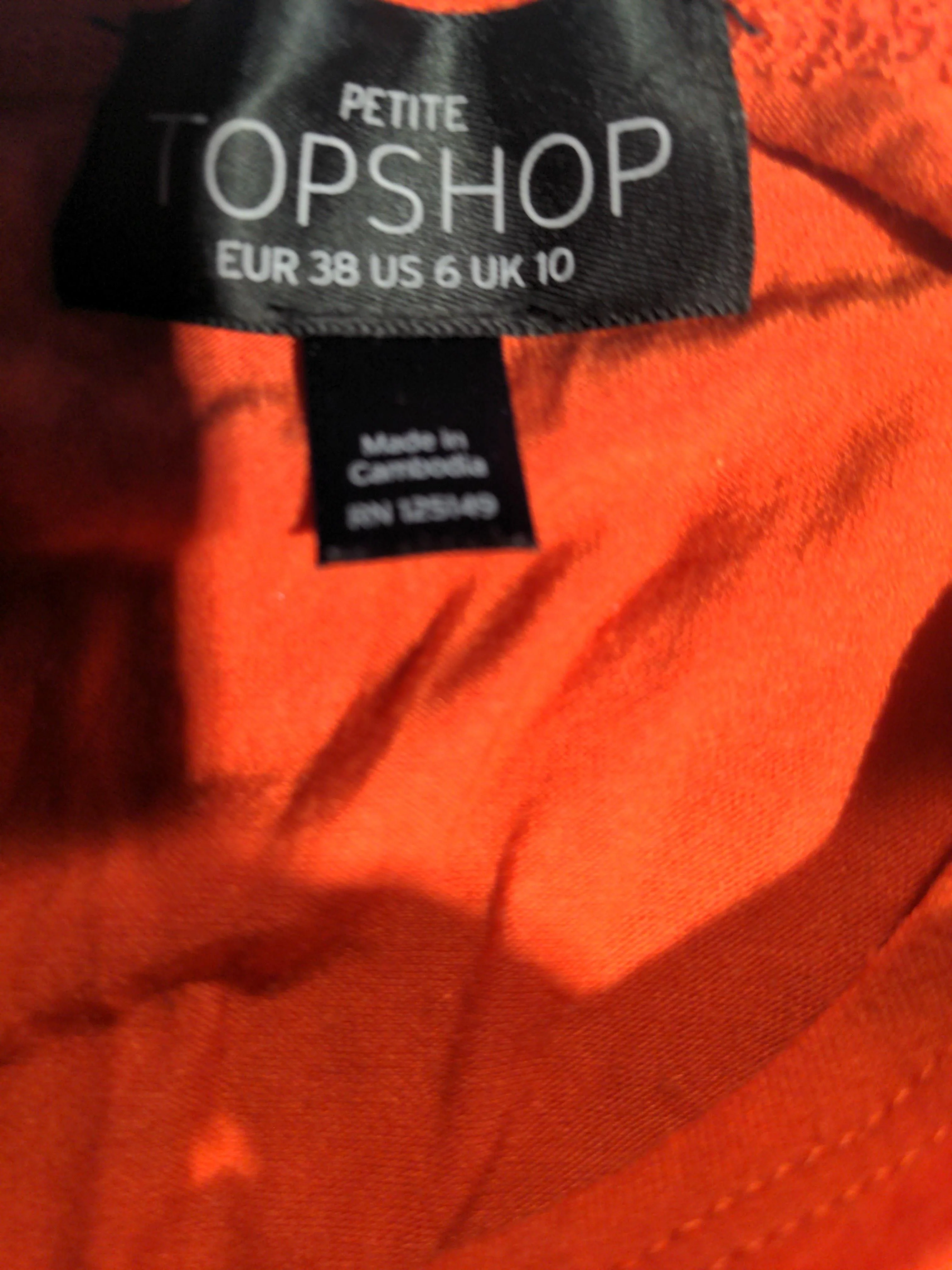 Topshop Women's Top M Orange 100% Other Short Sleeve Round Neck Cropped - Image 6