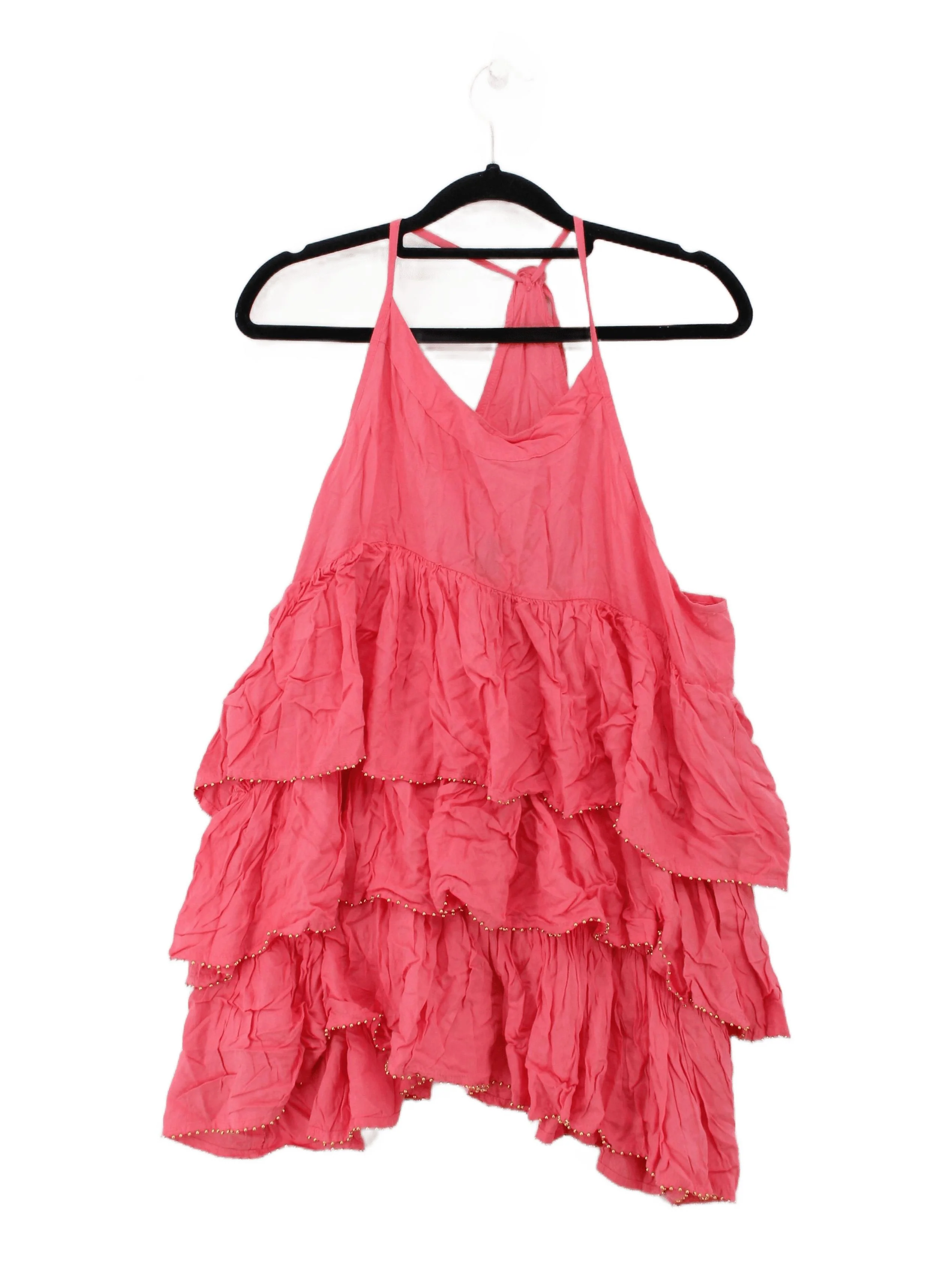 Topshop Women's Top M Pink 100% Other Sleeveless V-Neck Basic