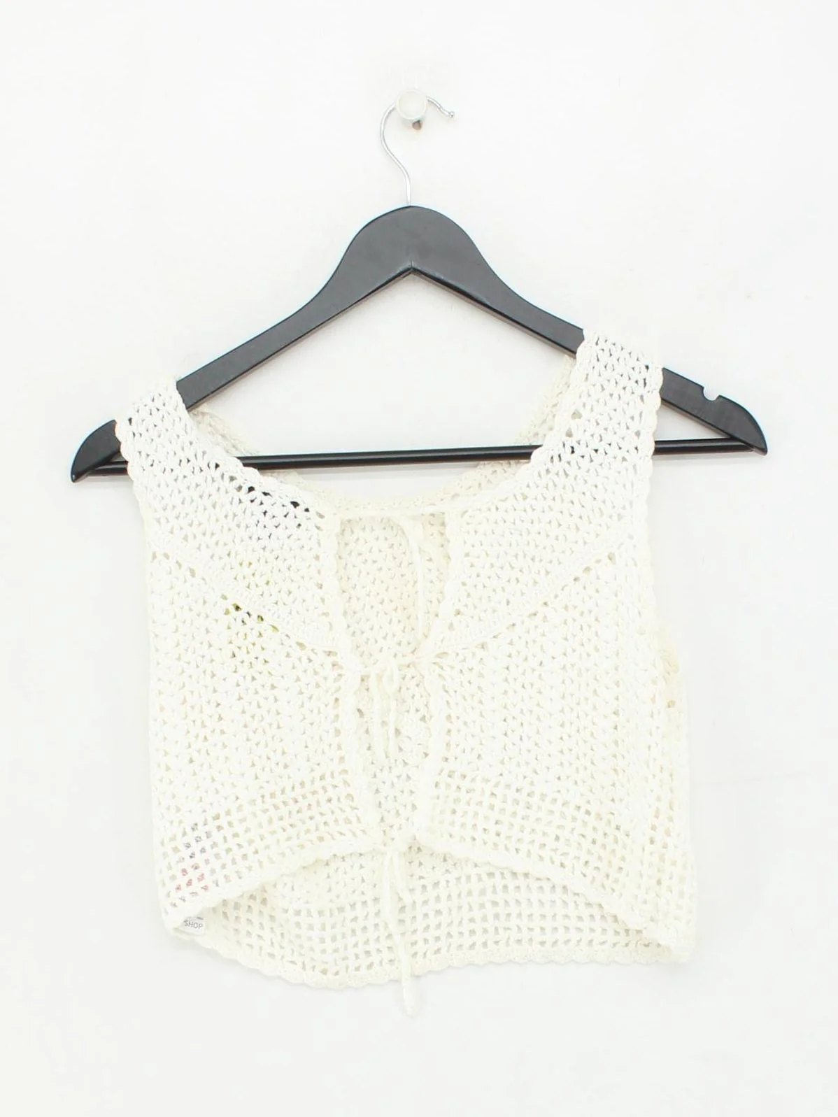 Topshop Women's Top M White 100% Cotton Sleeveless Round Neck Cropped - Image 2