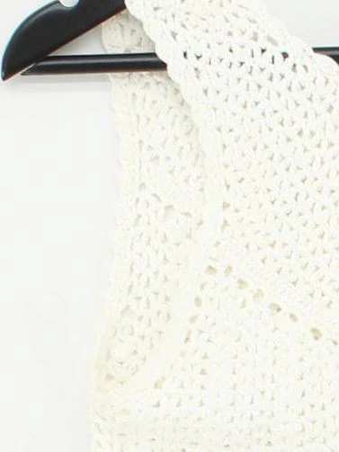 Topshop Women's Top M White 100% Cotton Sleeveless Round Neck Cropped - Image 4