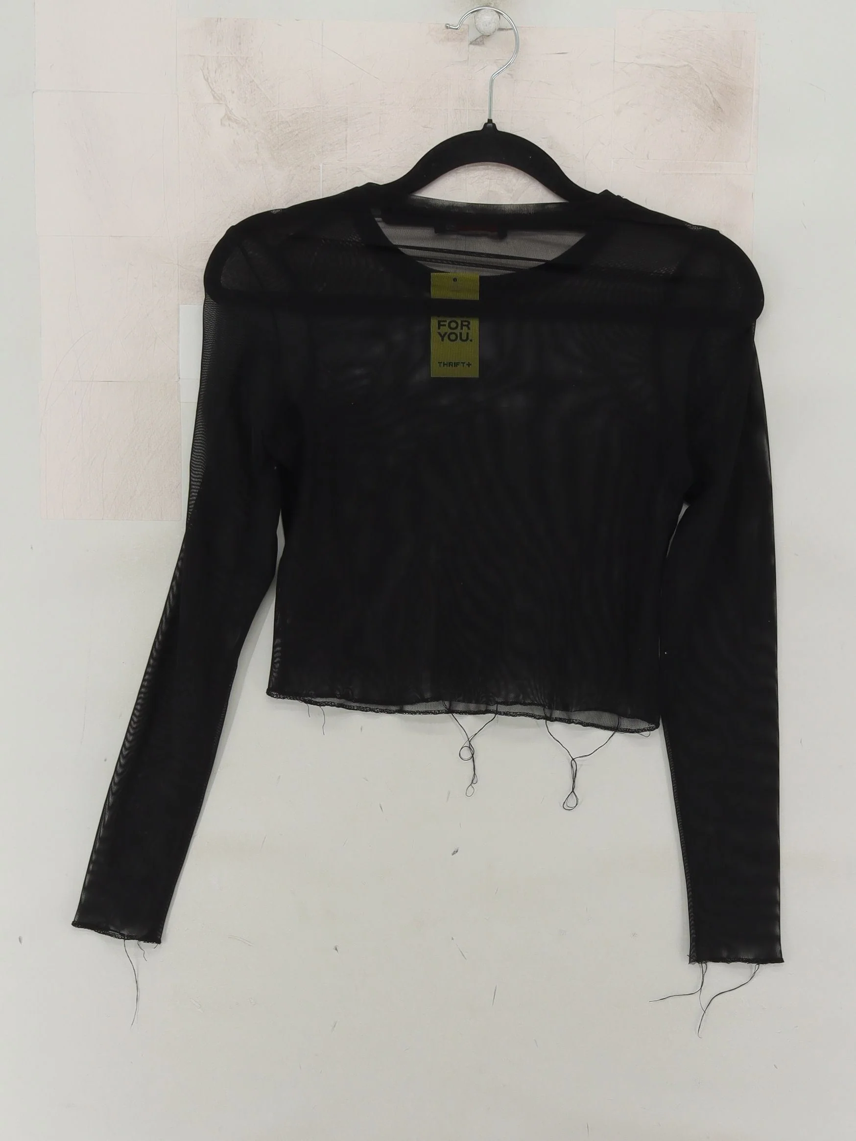 Topshop Women's Top S Black 100% Polyester Long Sleeve Round Neck Cropped - Image 2