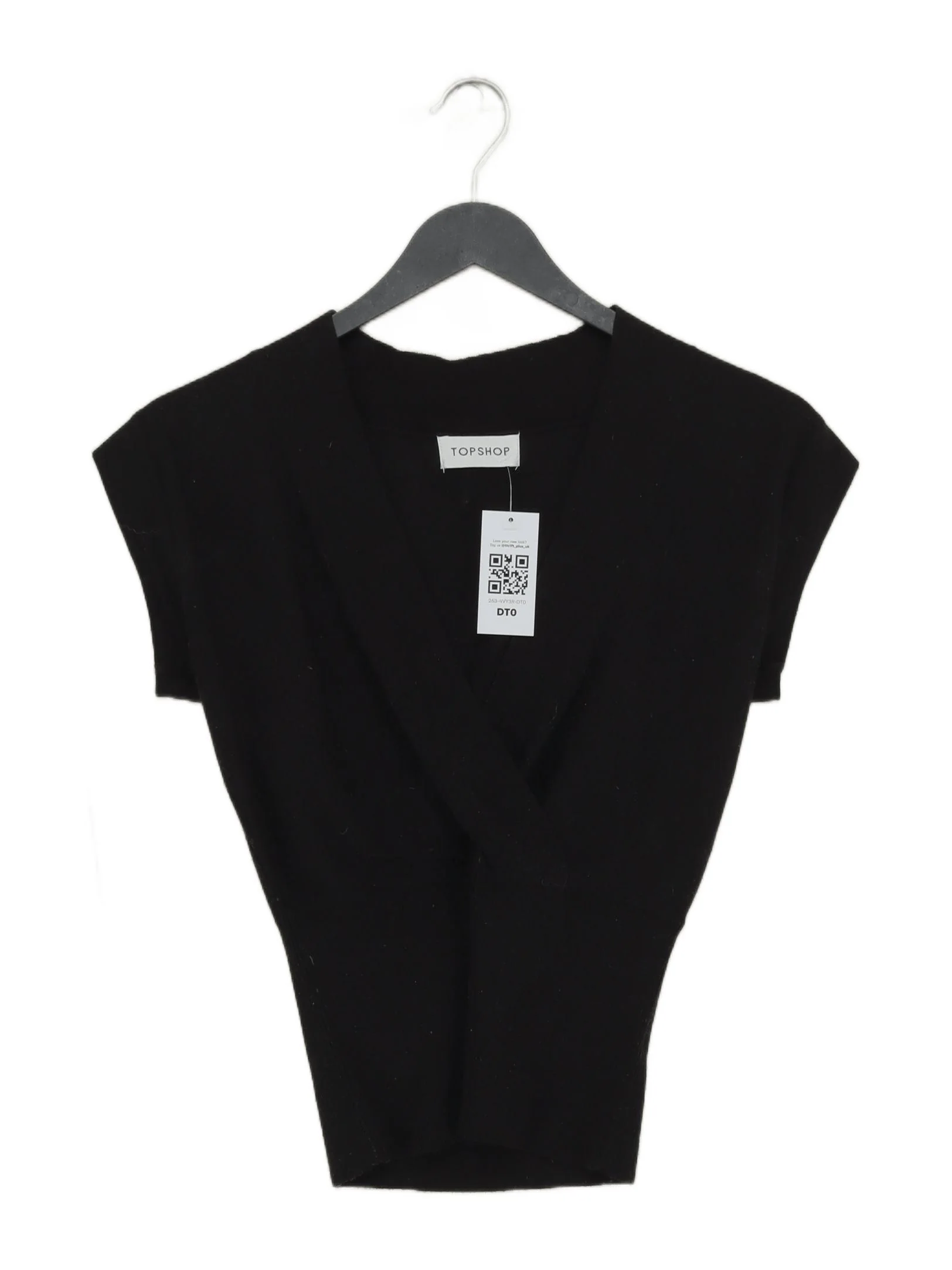 Topshop Women's Top S Black Acrylic with Nylon, Elastane Basic