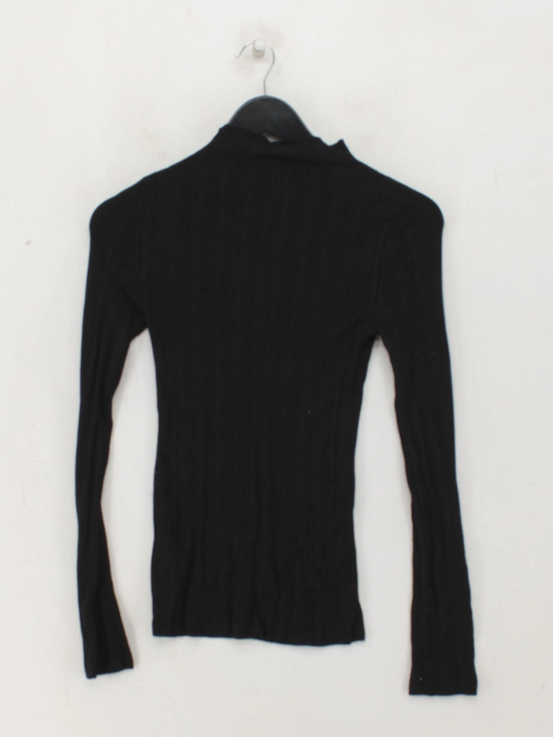 Topshop Women's Top S Black Viscose with Polyamide Long Sleeve Mock Neck Basic - Image 2