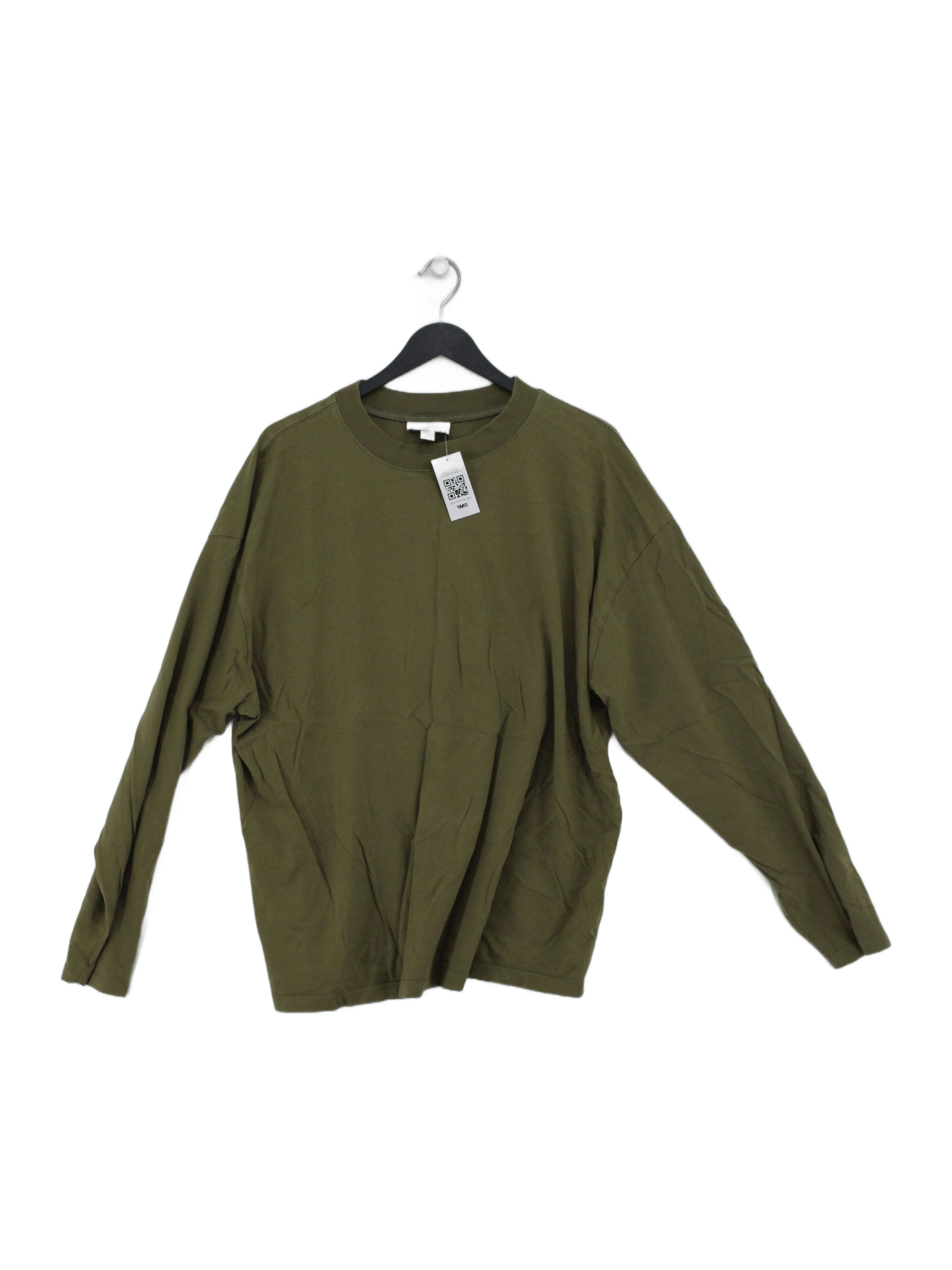 Topshop Women's Top S Green 100% Other Long Sleeve Crew Neck Basic