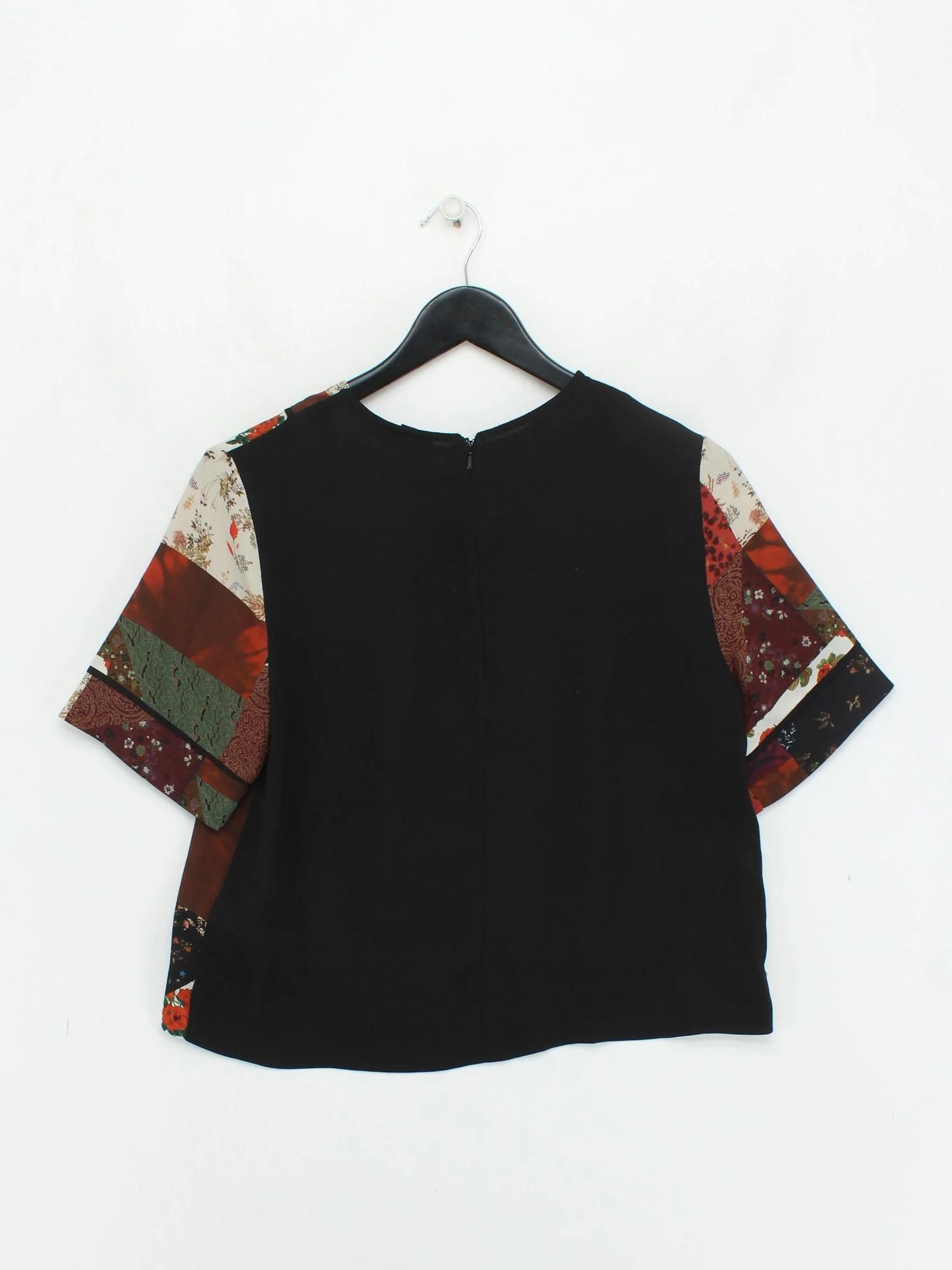 Topshop Women's Top S Multi 100% Polyester Short Sleeve Round Neck Cropped - Image 2