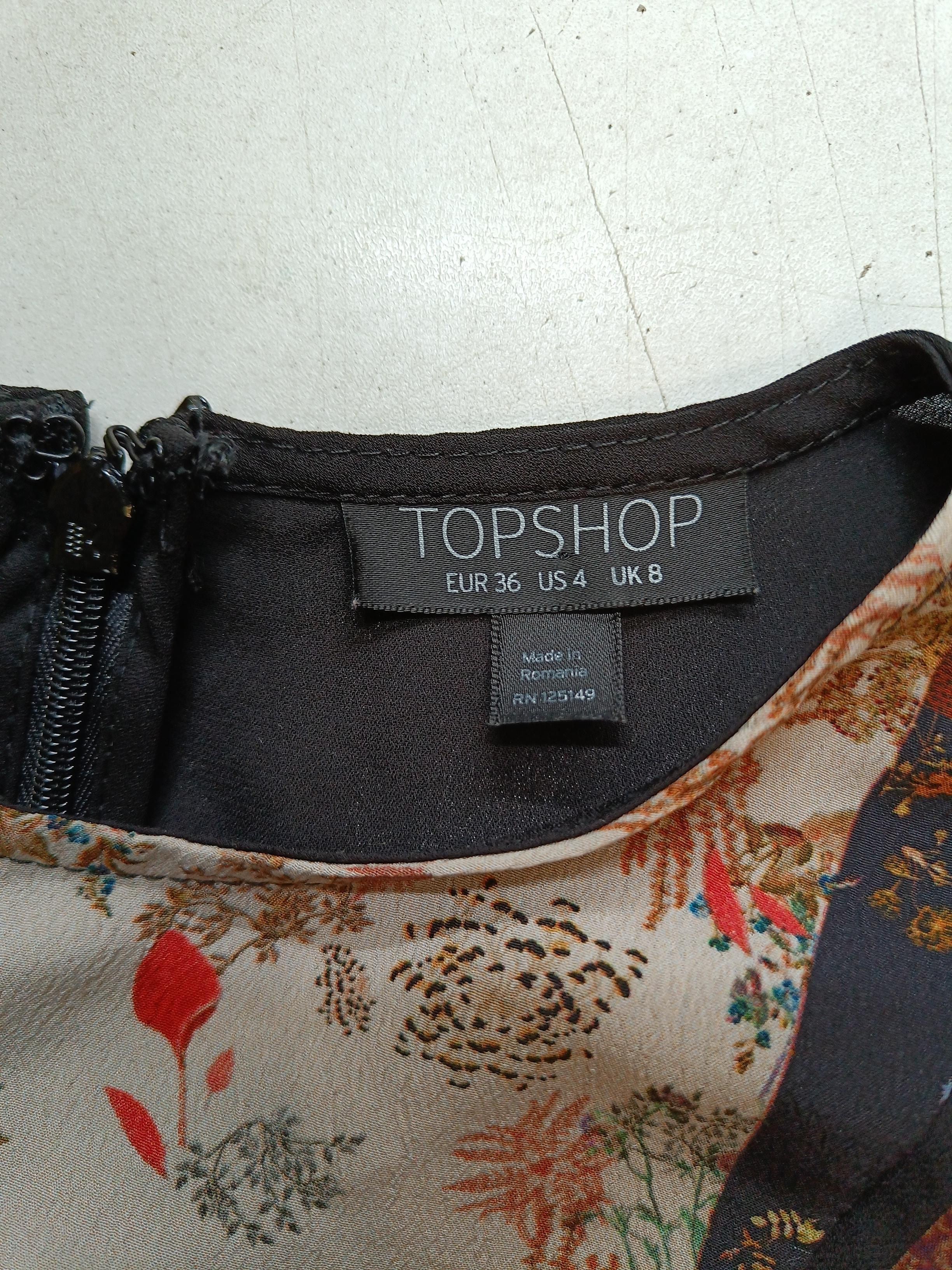 Topshop Women's Top S Multi 100% Polyester Short Sleeve Round Neck Cropped - Image 5