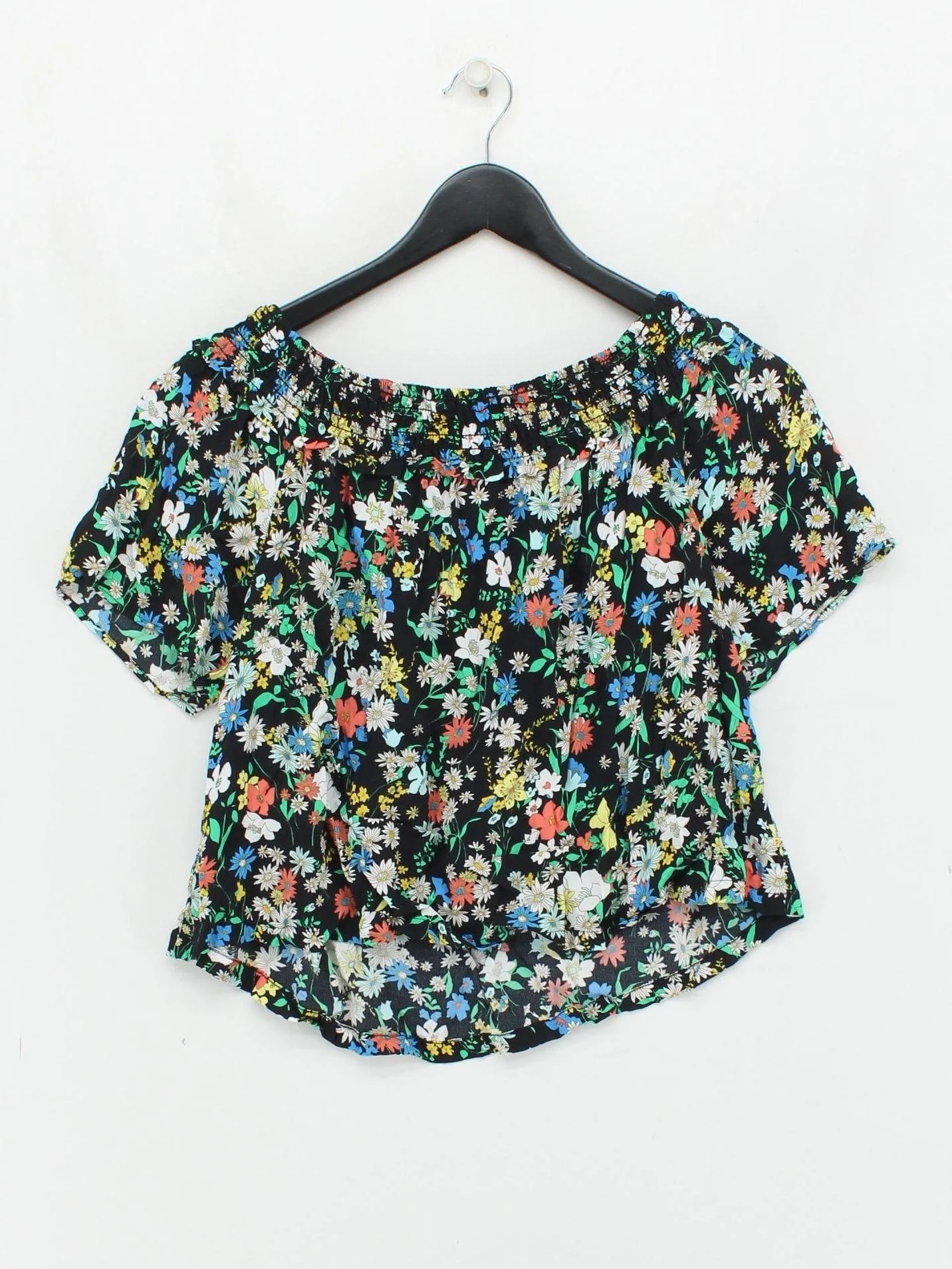 Topshop Women's Top S Multi Floral 100% Viscose Short Sleeve Round Neck Basic - Image 2
