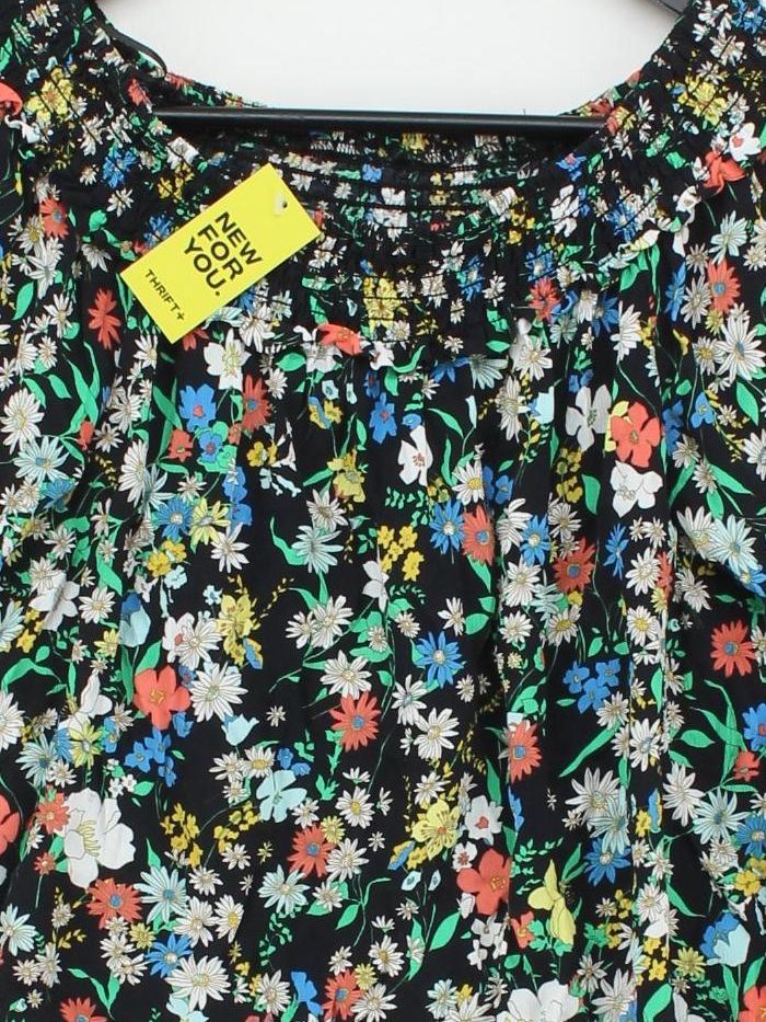 Topshop Women's Top S Multi Floral 100% Viscose Short Sleeve Round Neck Basic - Image 3