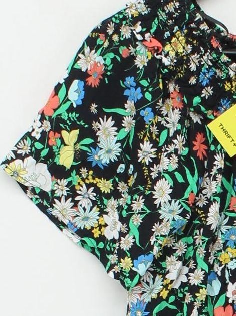 Topshop Women's Top S Multi Floral 100% Viscose Short Sleeve Round Neck Basic - Image 4