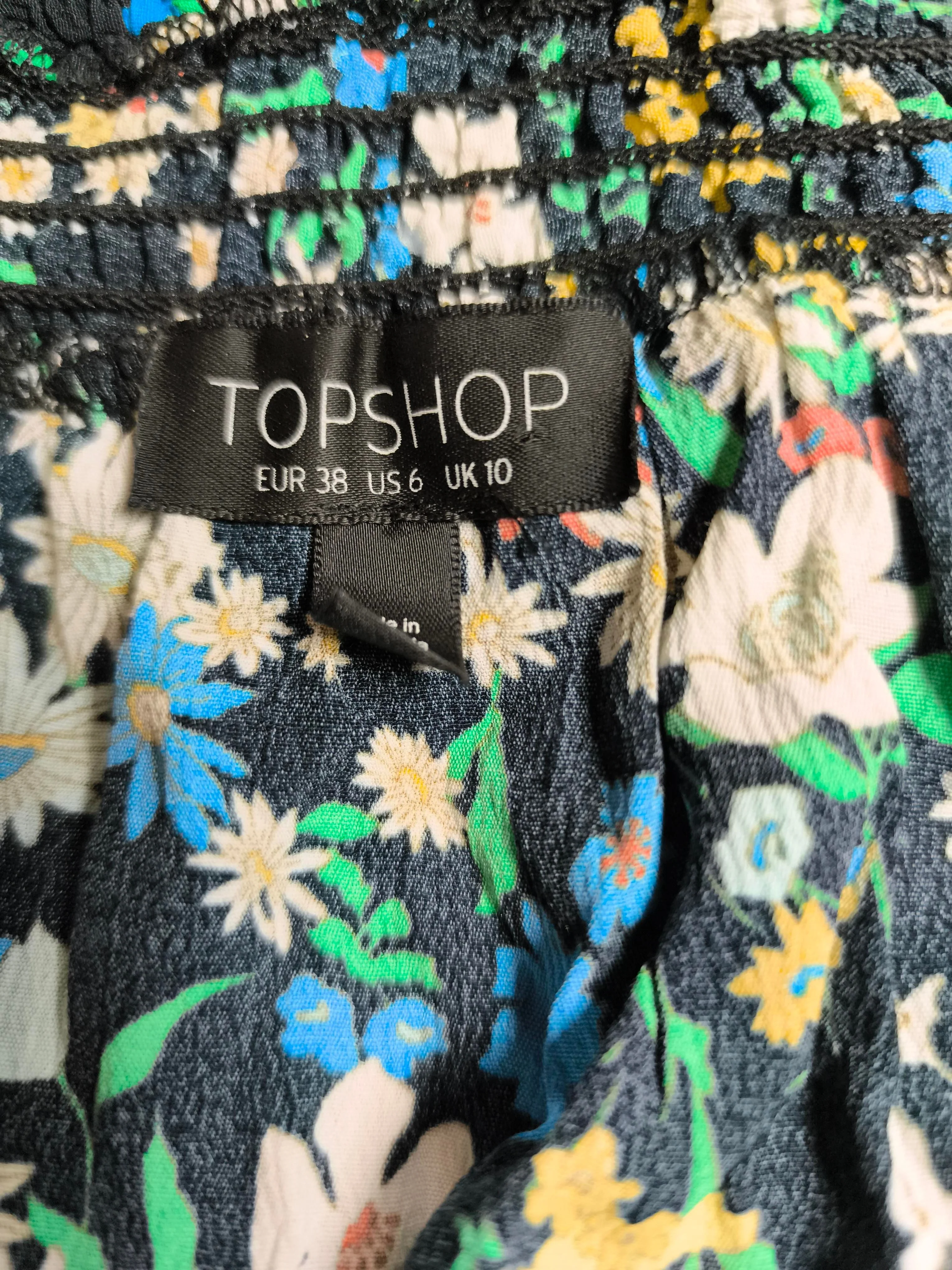 Topshop Women's Top S Multi Floral 100% Viscose Short Sleeve Round Neck Basic - Image 5