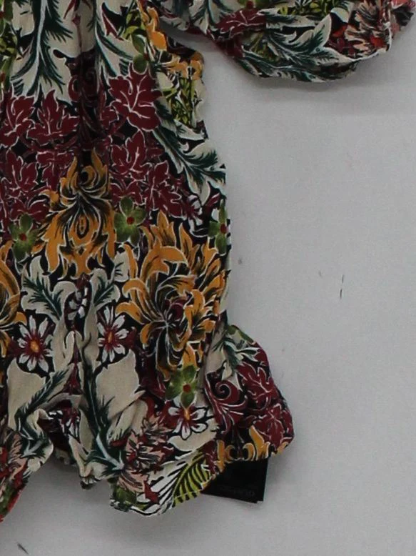 Topshop Women's Top S Multi Floral 100% Viscose Short Sleeve Round Neck Cropped - Image 4