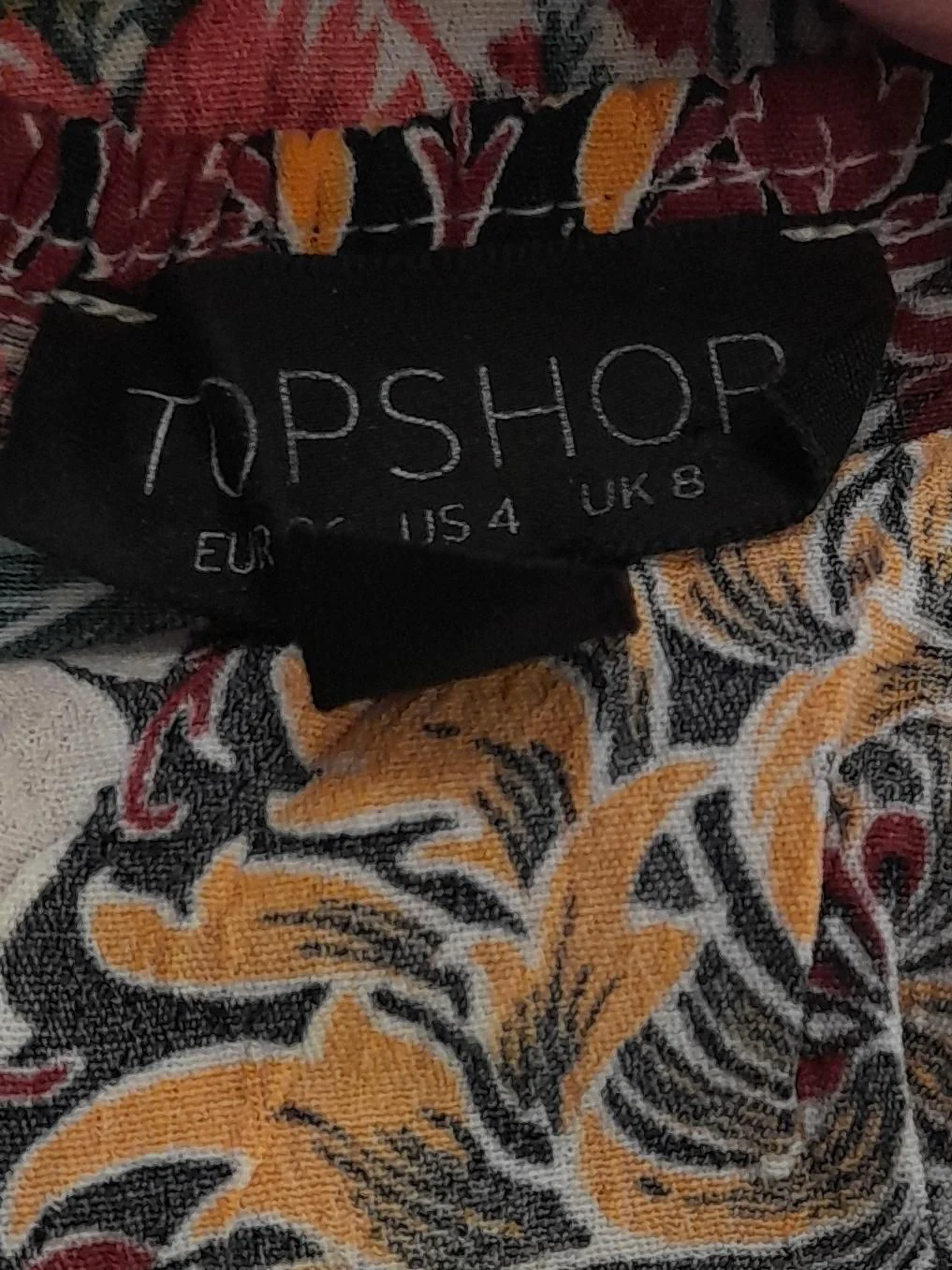 Topshop Women's Top S Multi Floral 100% Viscose Short Sleeve Round Neck Cropped - Image 5