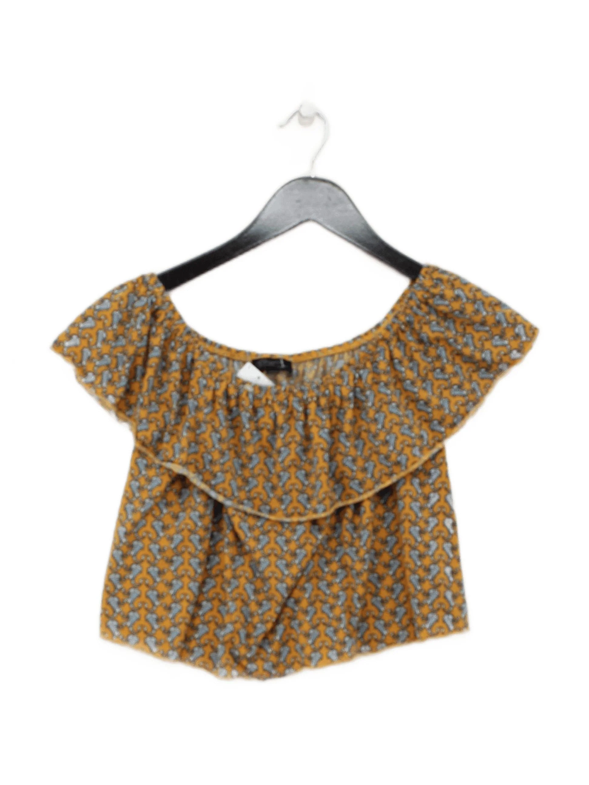 Topshop Women's Top S Orange 100% Polyester Cropped