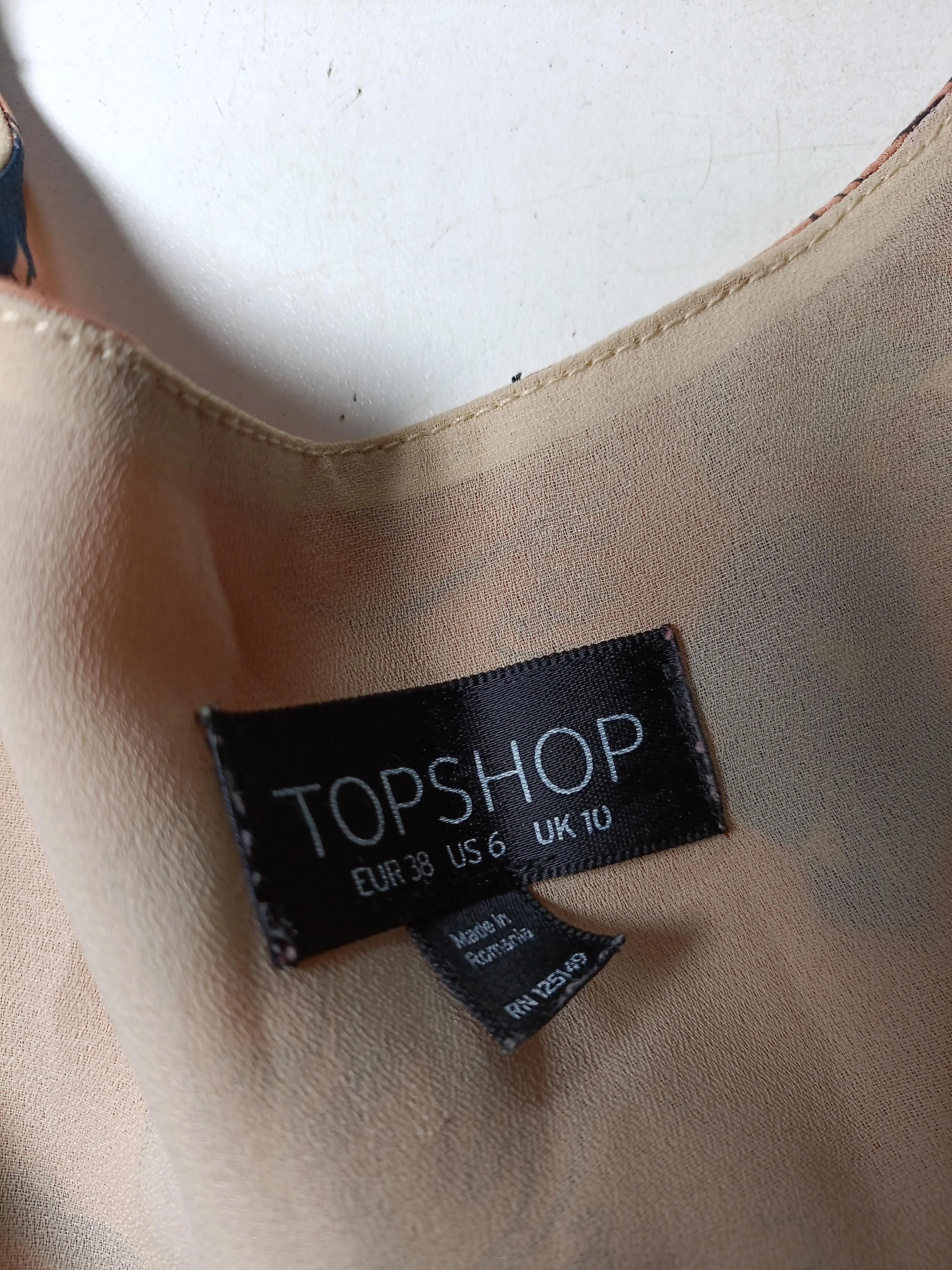 Topshop Women's Top S Orange Floral 100% Polyester Short Sleeve V-Neck Basic - Image 5