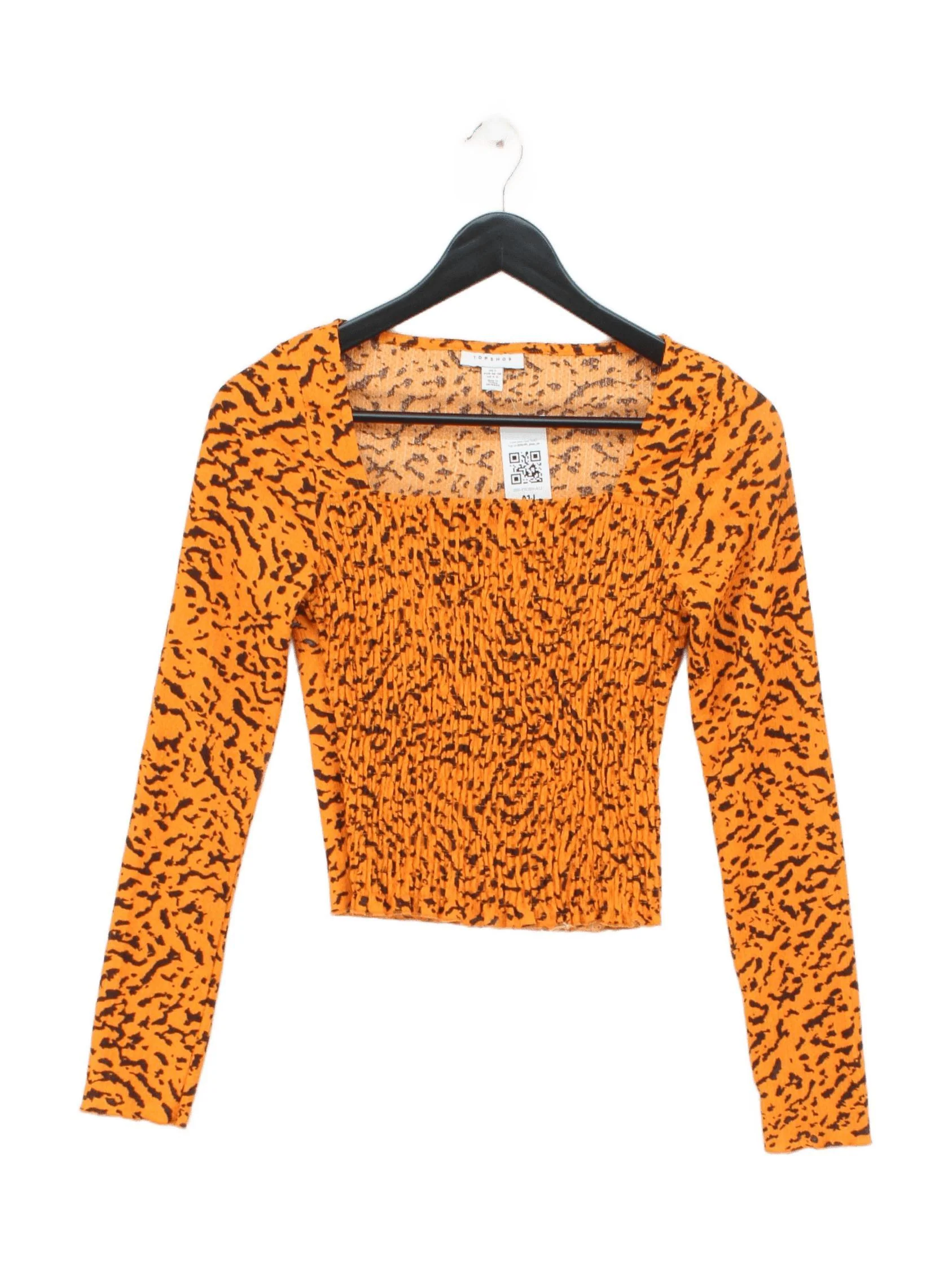 Topshop Women's Top S Orange Polyester with Elastane Cropped