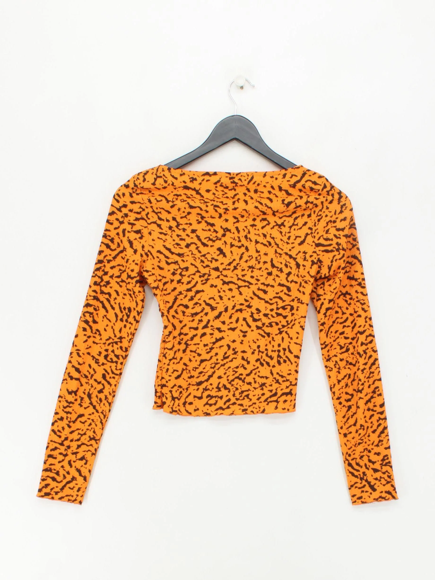 Topshop Women's Top S Orange Polyester with Elastane Cropped - Image 2