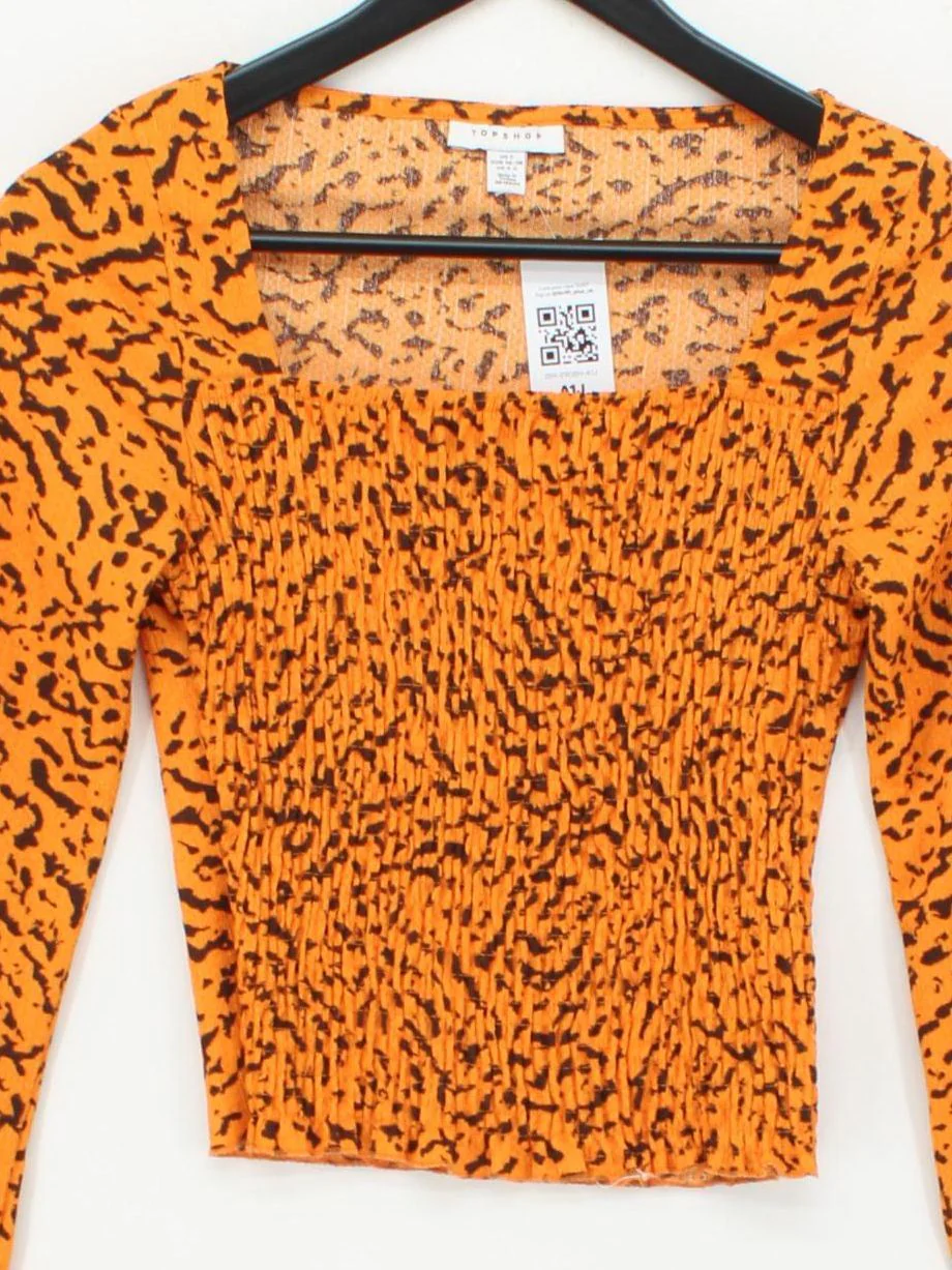 Topshop Women's Top S Orange Polyester with Elastane Cropped - Image 3