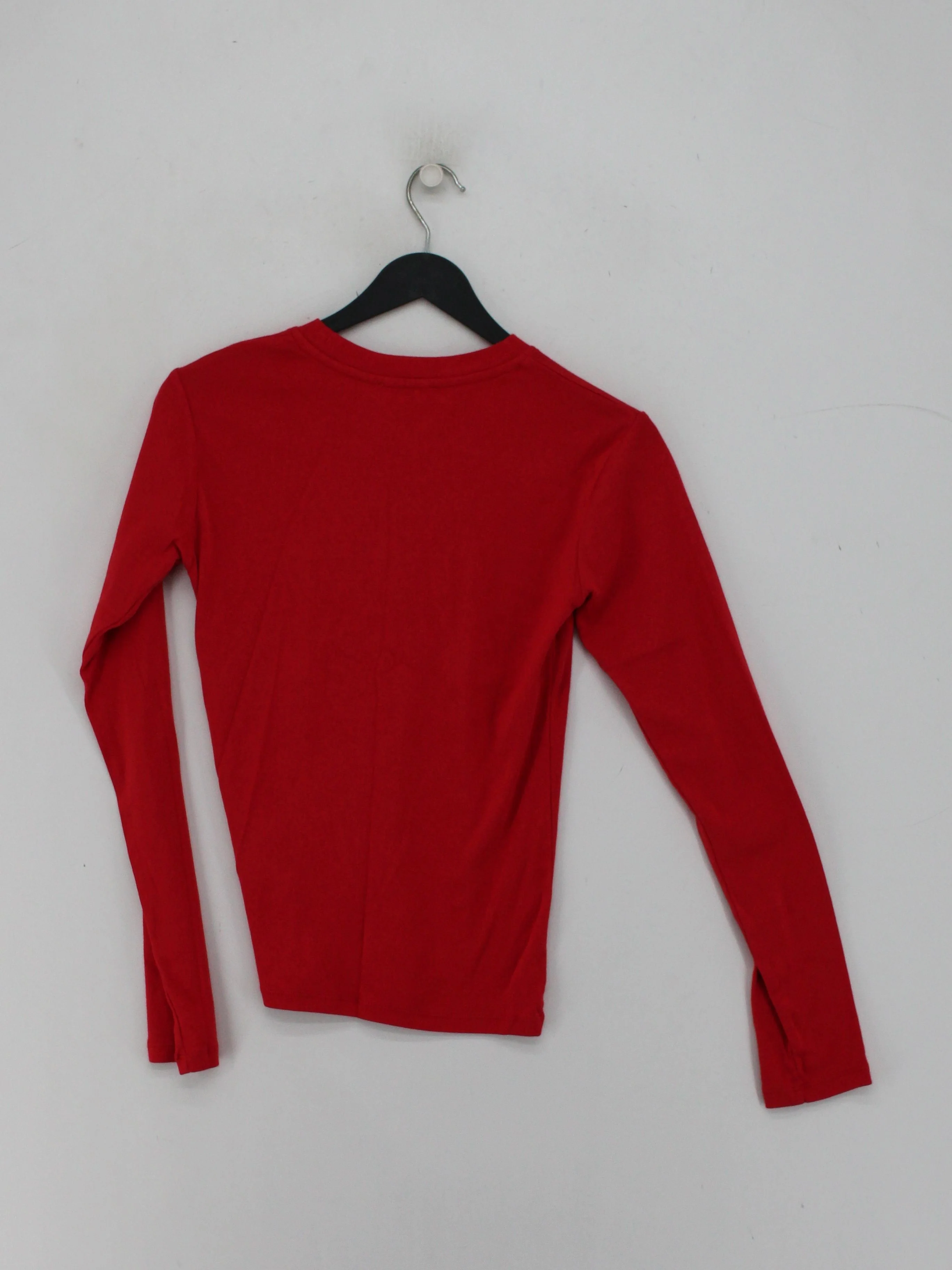 Topshop Women's Top S Red 100% Cotton Long Sleeve Crew Neck Basic - Image 2