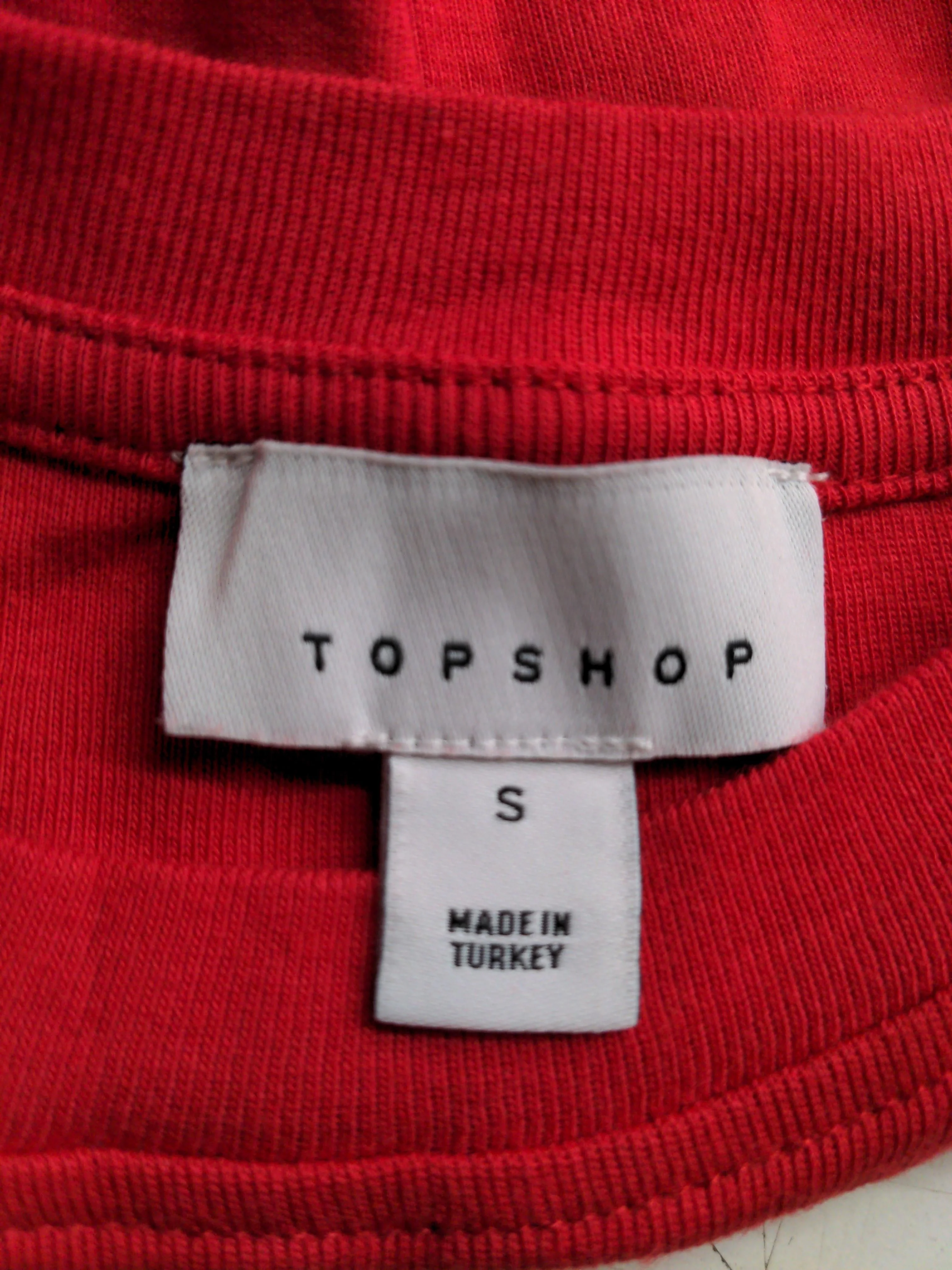 Topshop Women's Top S Red 100% Cotton Long Sleeve Crew Neck Basic - Image 5
