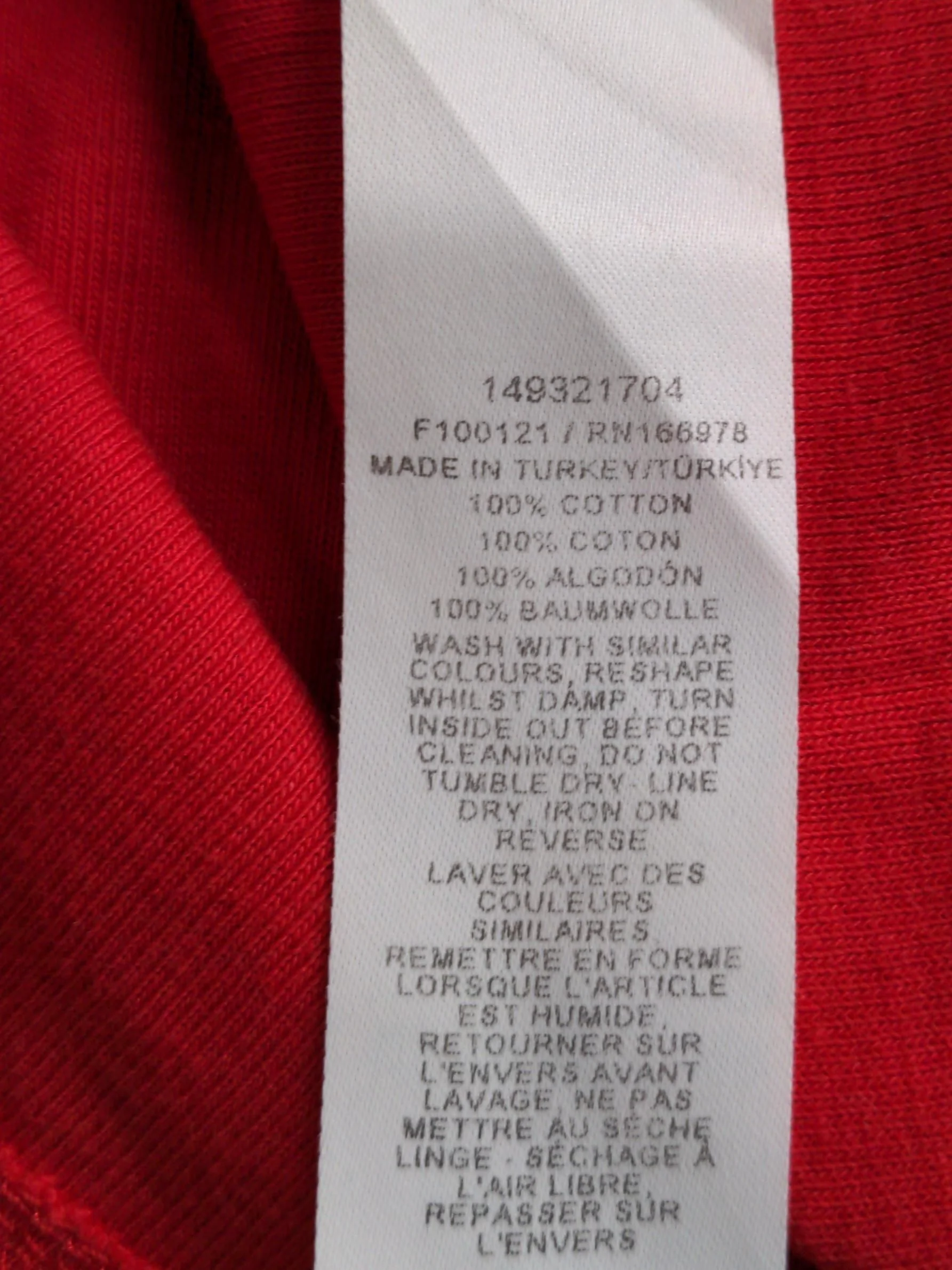 Topshop Women's Top S Red 100% Cotton Long Sleeve Crew Neck Basic - Image 6