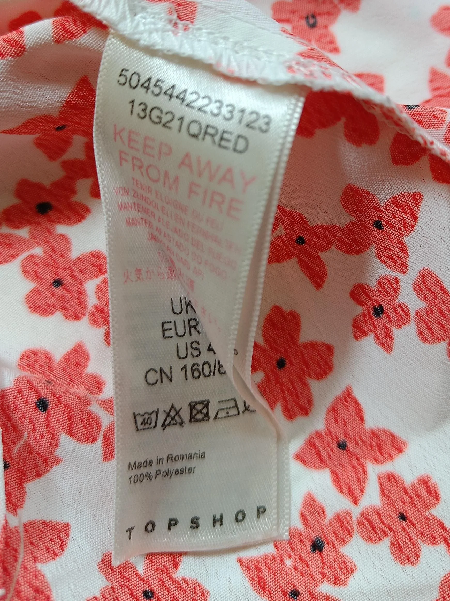 Topshop Women's Top S White Floral 100% Polyester Short Sleeve V-Neck Basic - Image 6