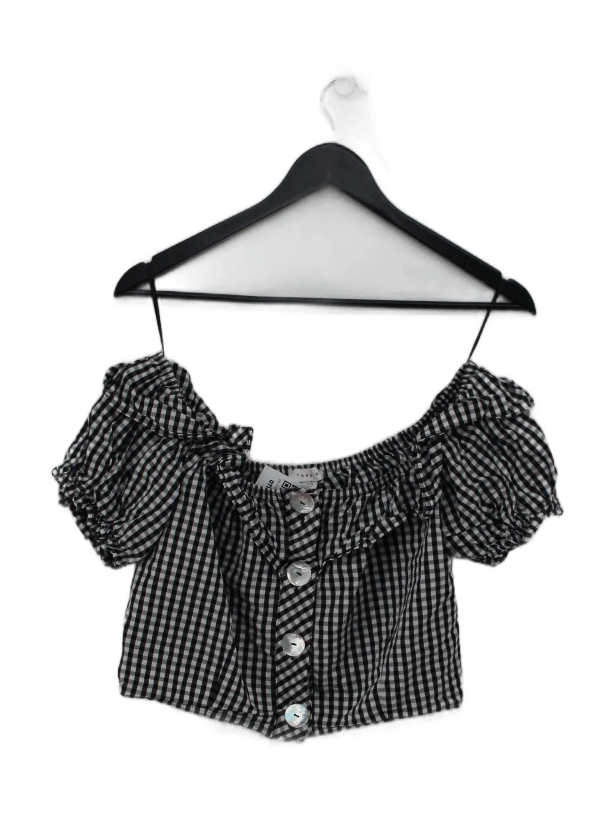 Topshop Women's Top UK 10 Black 100% Cotton Cropped