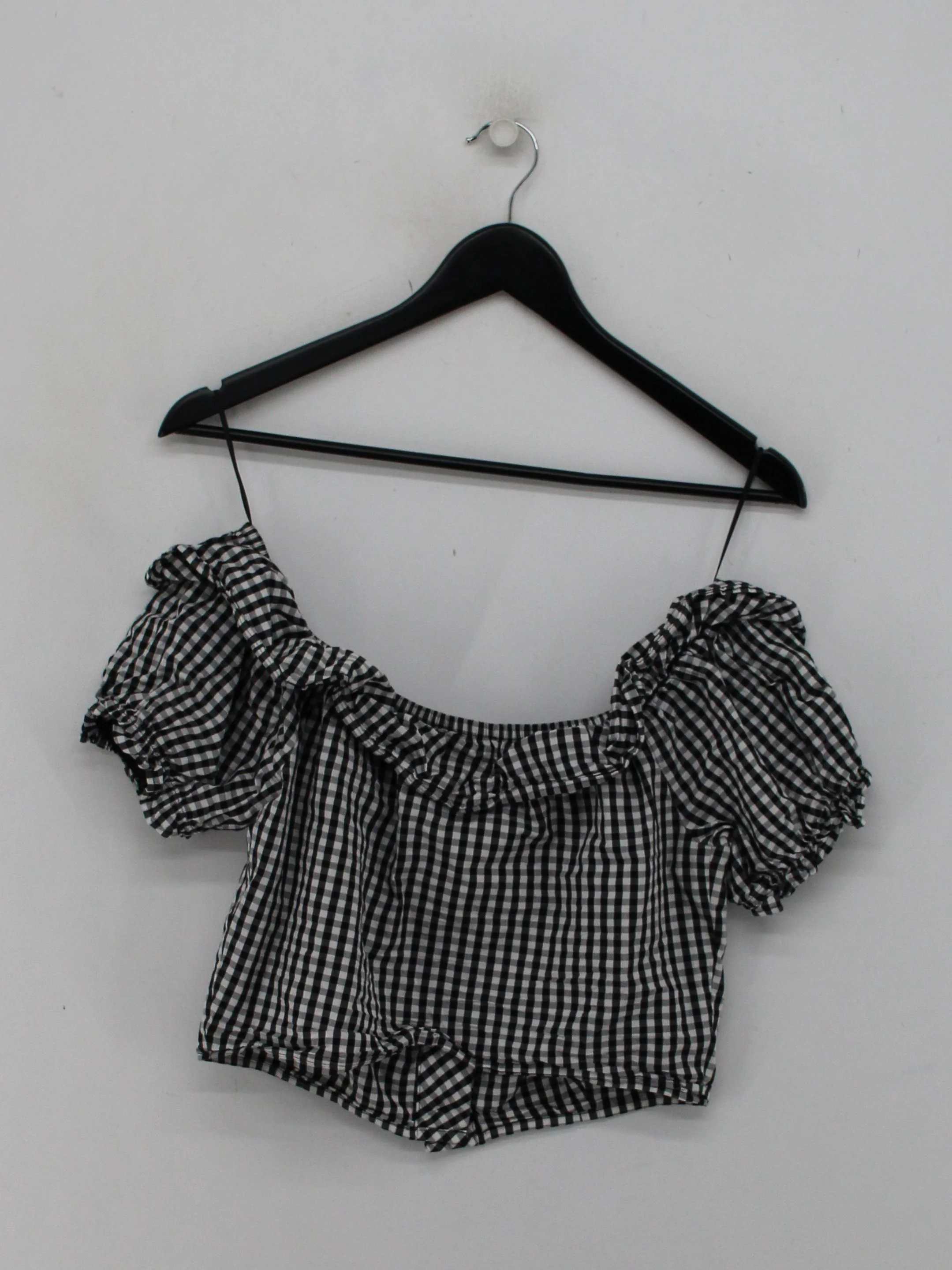 Topshop Women's Top UK 10 Black 100% Cotton Cropped - Image 2