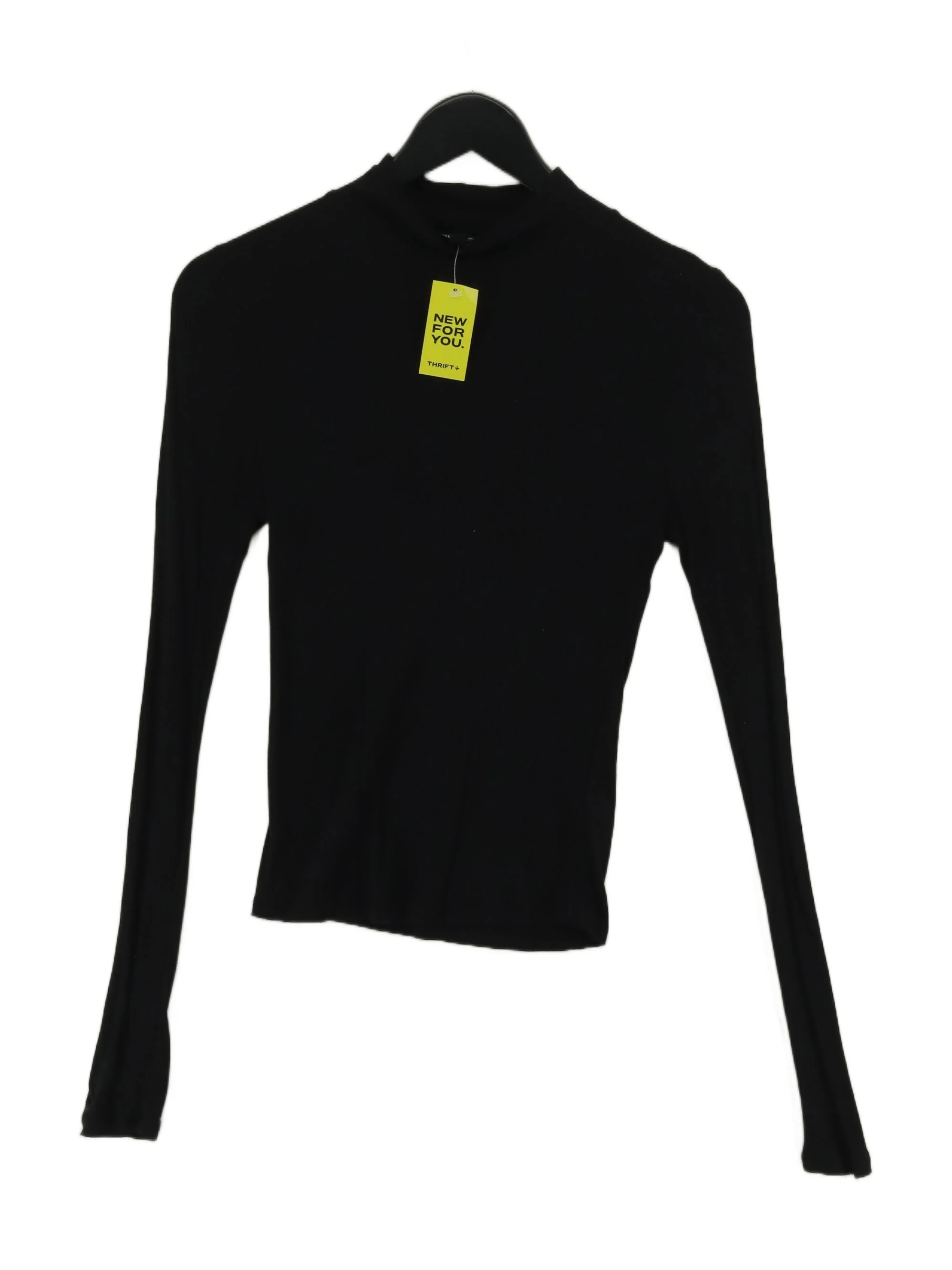 Topshop Women's Top UK 10 Black 100% Other Long Sleeve Mock Neck Basic