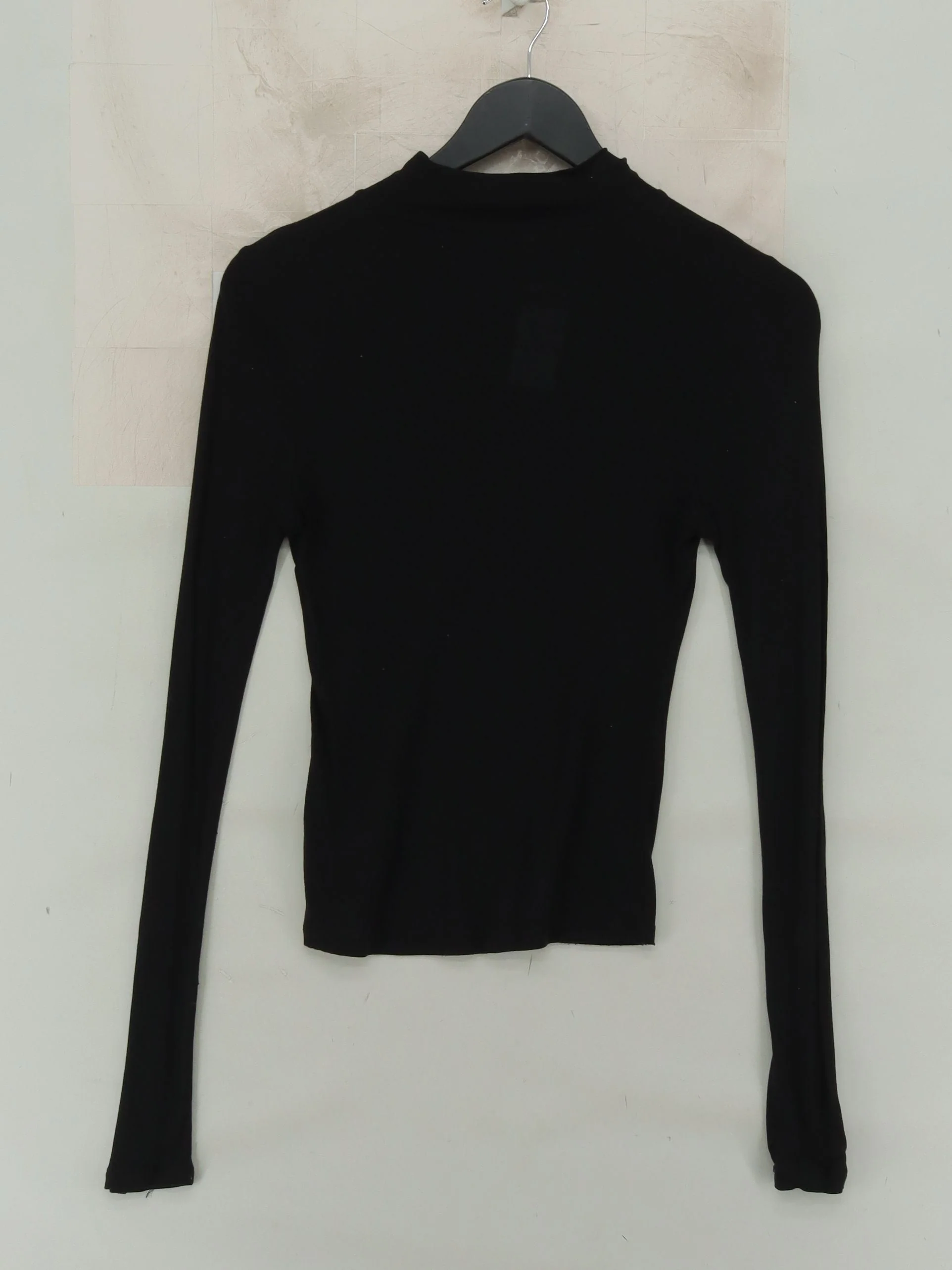 Topshop Women's Top UK 10 Black 100% Other Long Sleeve Mock Neck Basic - Image 2