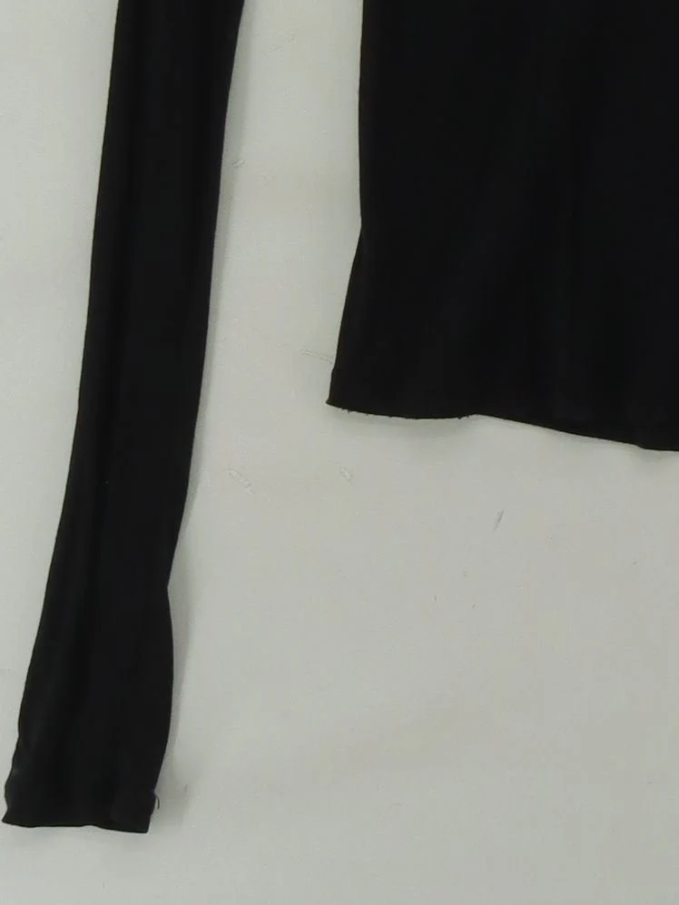 Topshop Women's Top UK 10 Black 100% Other Long Sleeve Mock Neck Basic - Image 4